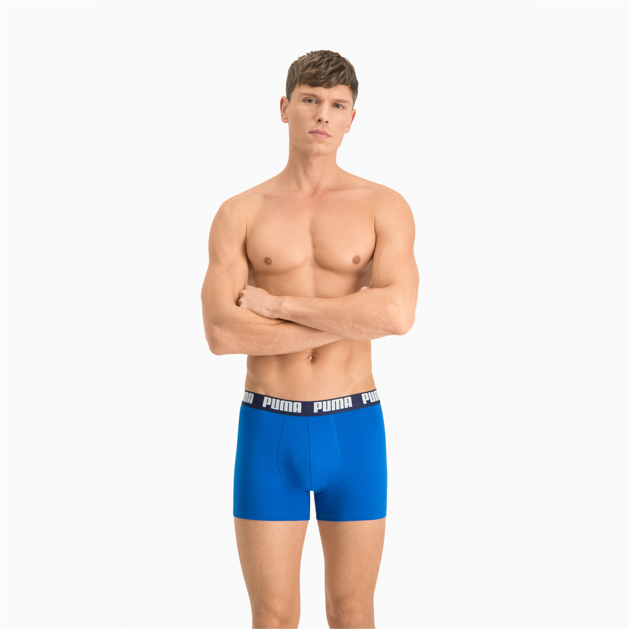 Men's PUMA Basic Short Boxer 2 Pack In Blue, Size 2XL, Cotton