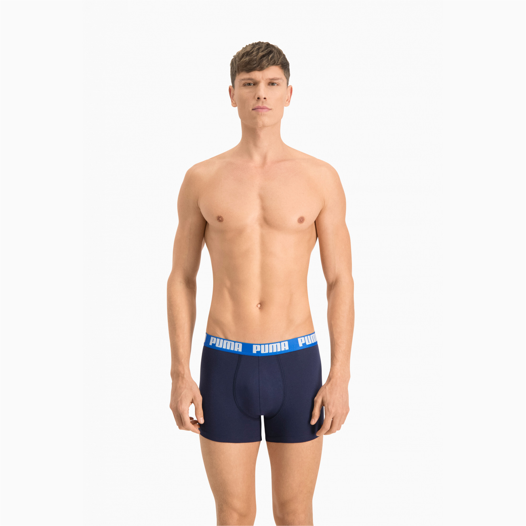 Men's PUMA Basic Short Boxer 2 Pack In Blue, Size 2XL