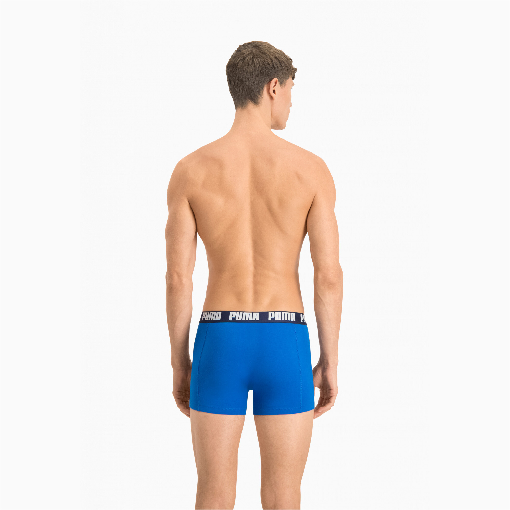 Men's PUMA Basic Short Boxer 2 Pack In Blue, Size XL