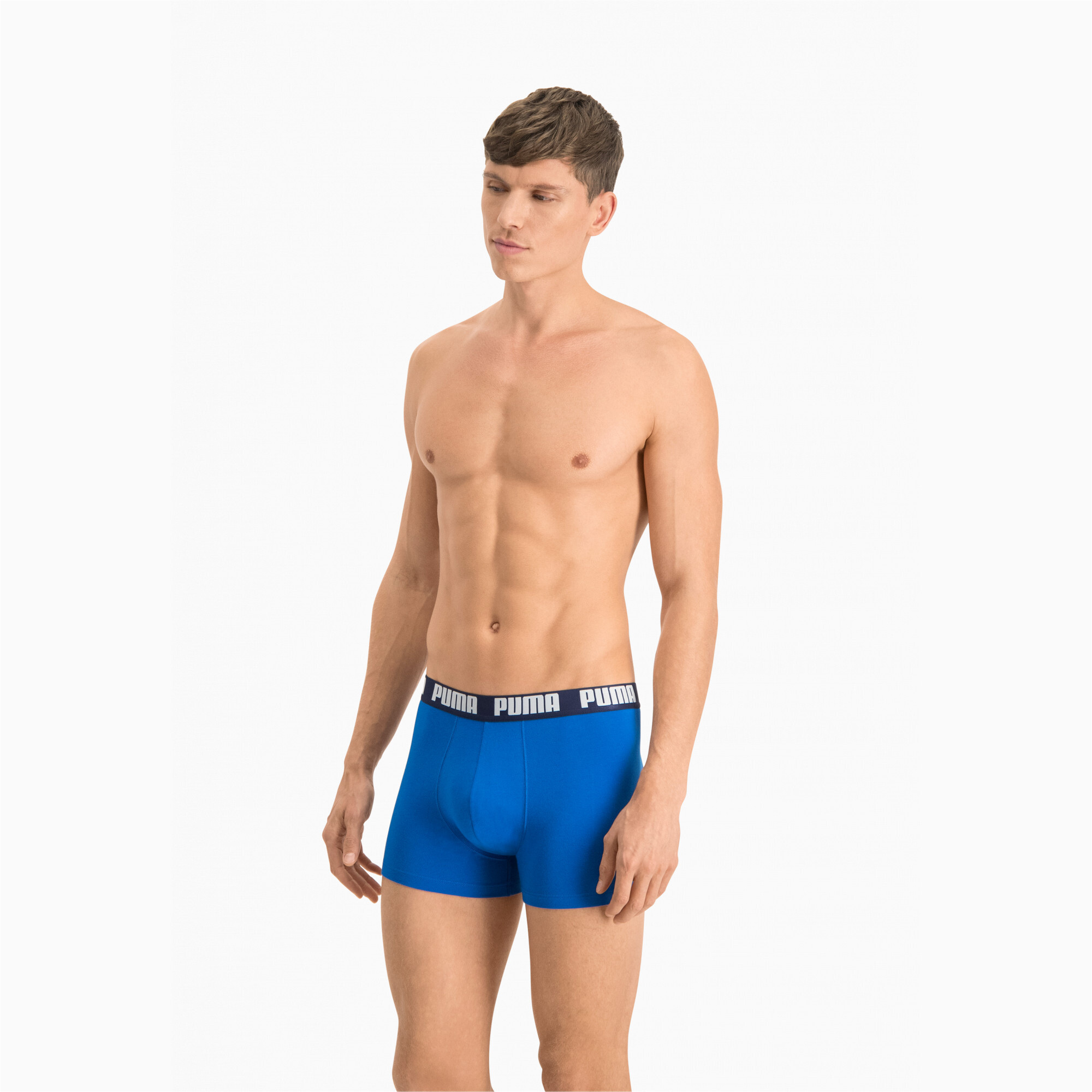 Men's PUMA Basic Short Boxer 2 Pack In Blue, Size 2XL