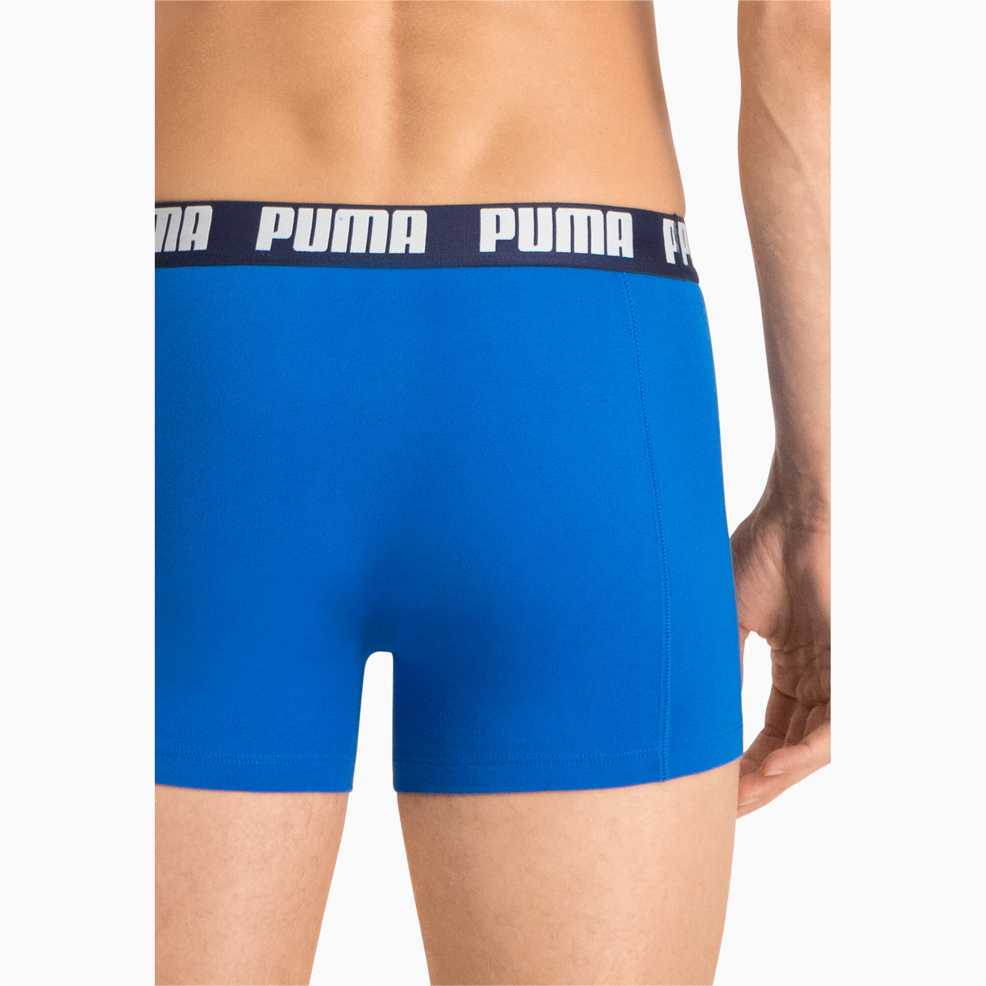 Men's PUMA Basic Short Boxer 2 Pack In Blue, Size Large