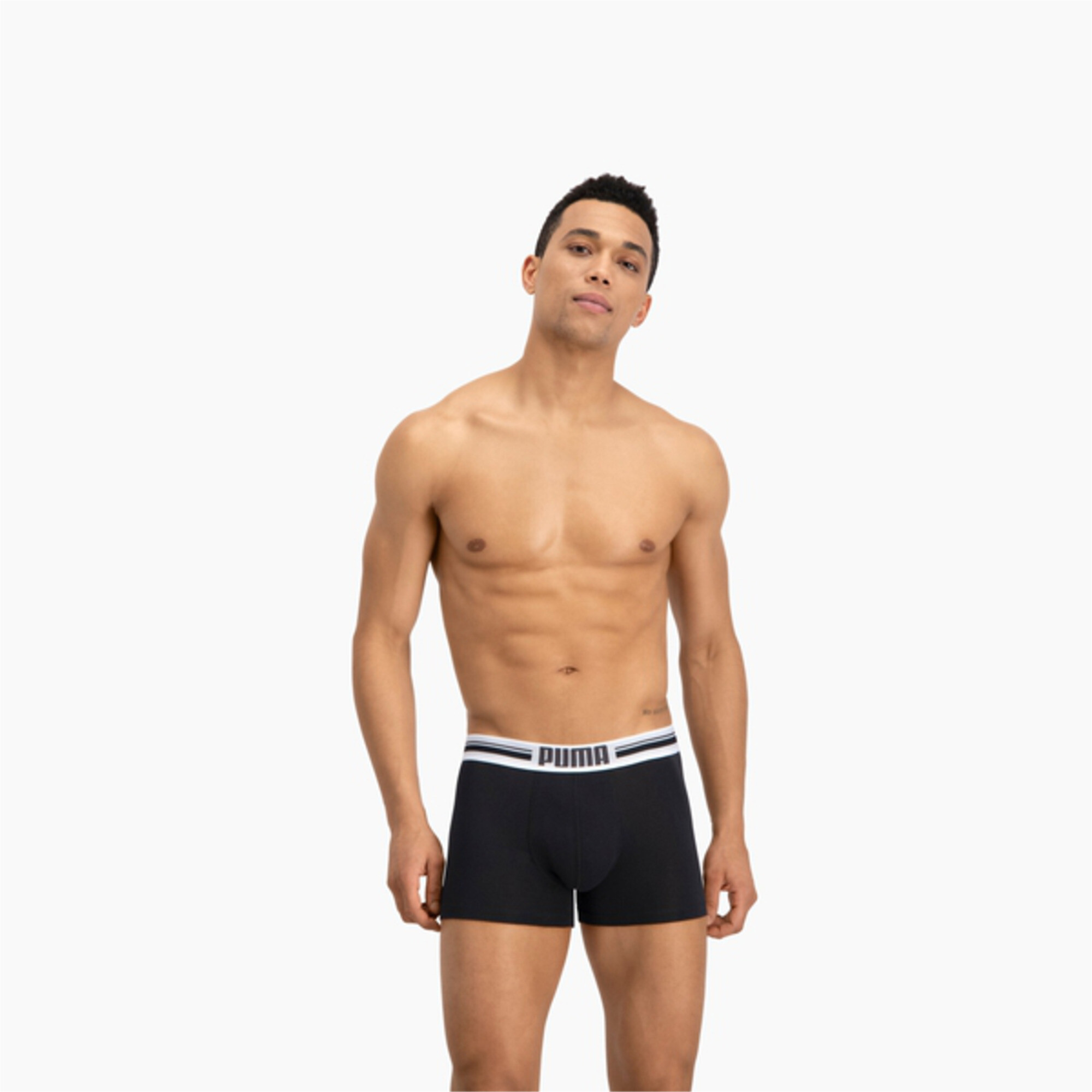 Men's PUMA Placed Logo Boxers 2 Pack In 10 - Black, Size Small