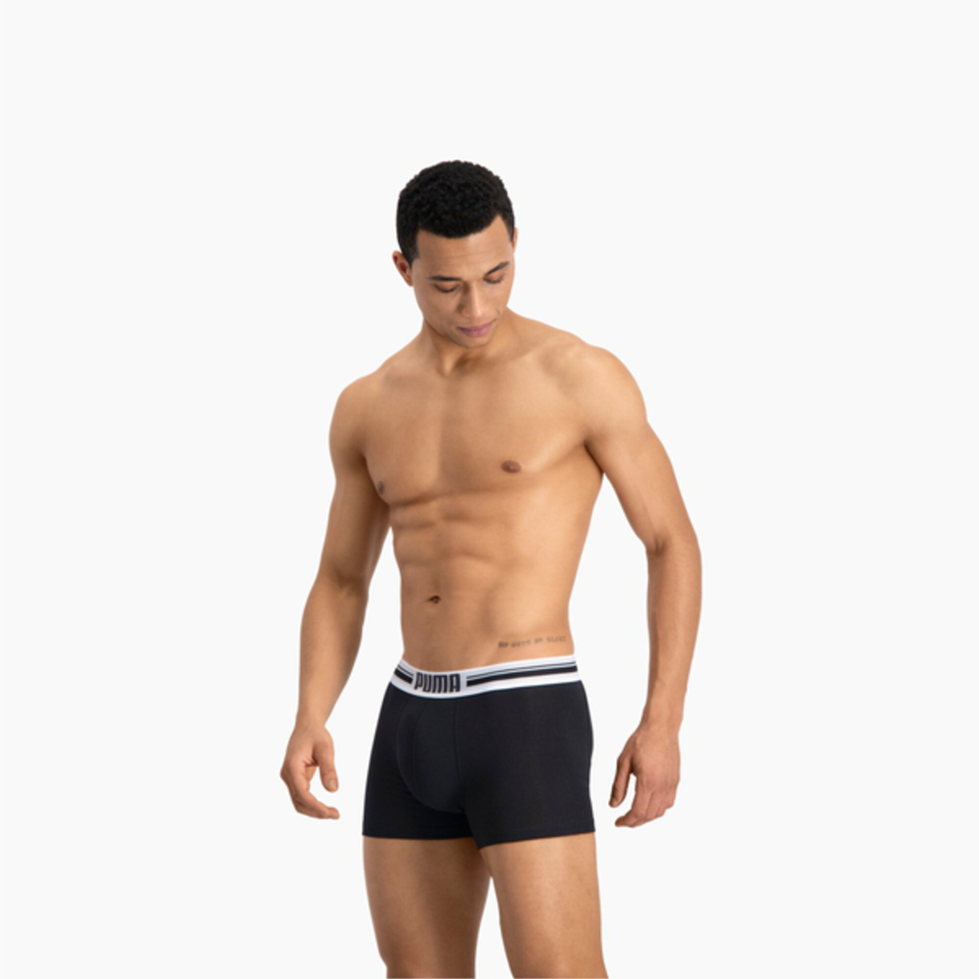 Men's PUMA Placed Logo Boxers 2 Pack In 10 - Black, Size XL