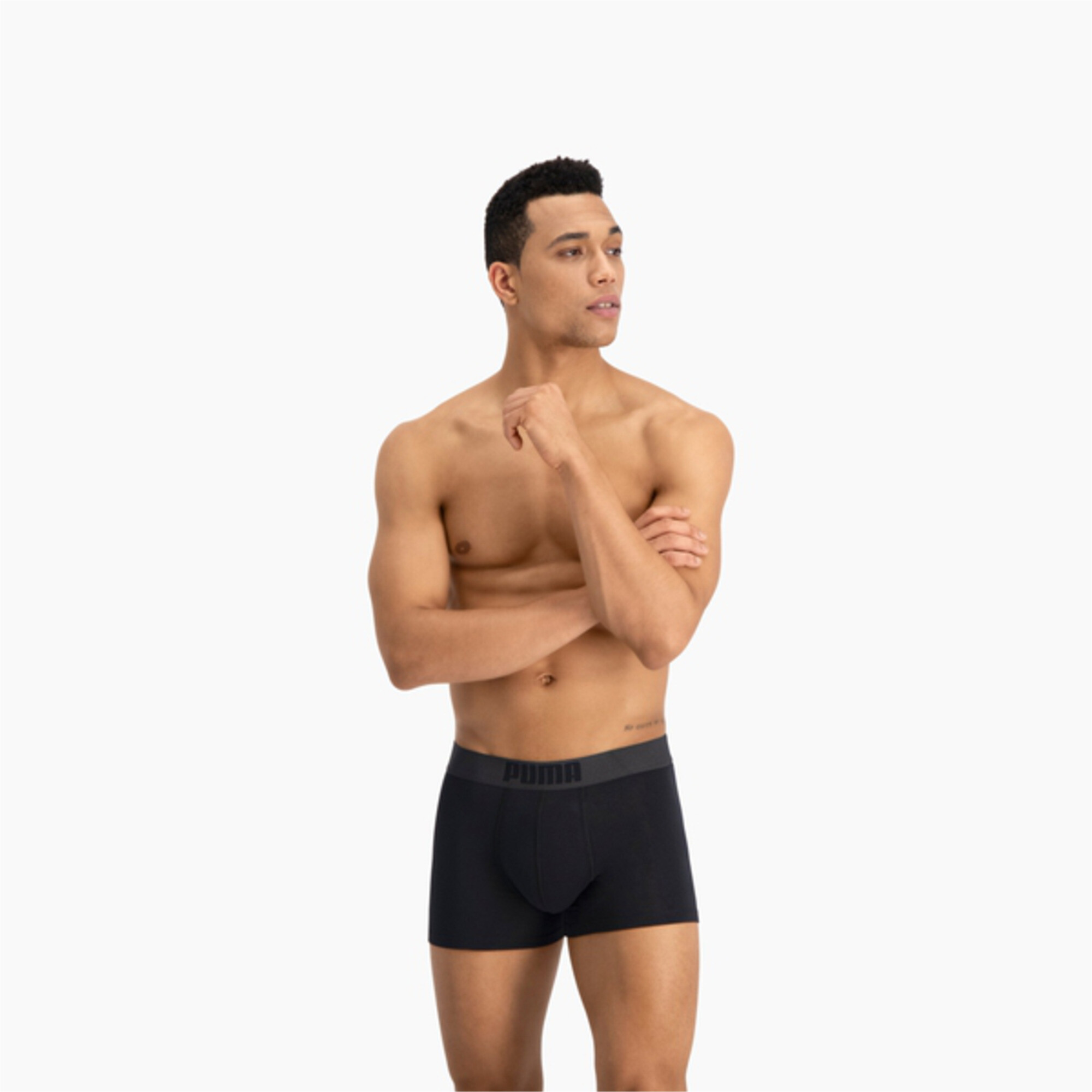 Men's PUMA Placed Logo Boxers 2 Pack In 10 - Black, Size Large