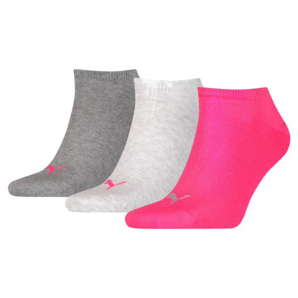 Pack de 3 Medias tobilleras lisas unisex, middle grey melange / pink, large-ARG