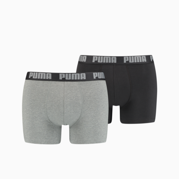 PUMA Basic Men's Boxers 2 Pack, dark grey melange / black, large-ZAF
