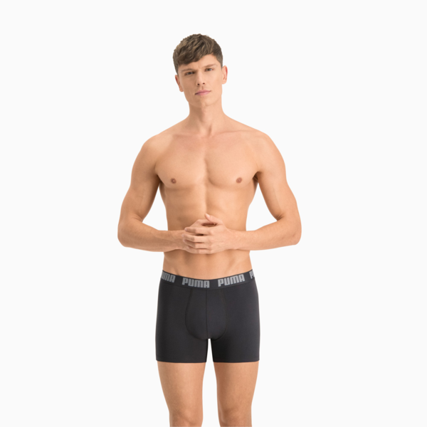 PUMA Basic Men's Boxers 2 Pack, dark grey melange / black, large-ZAF