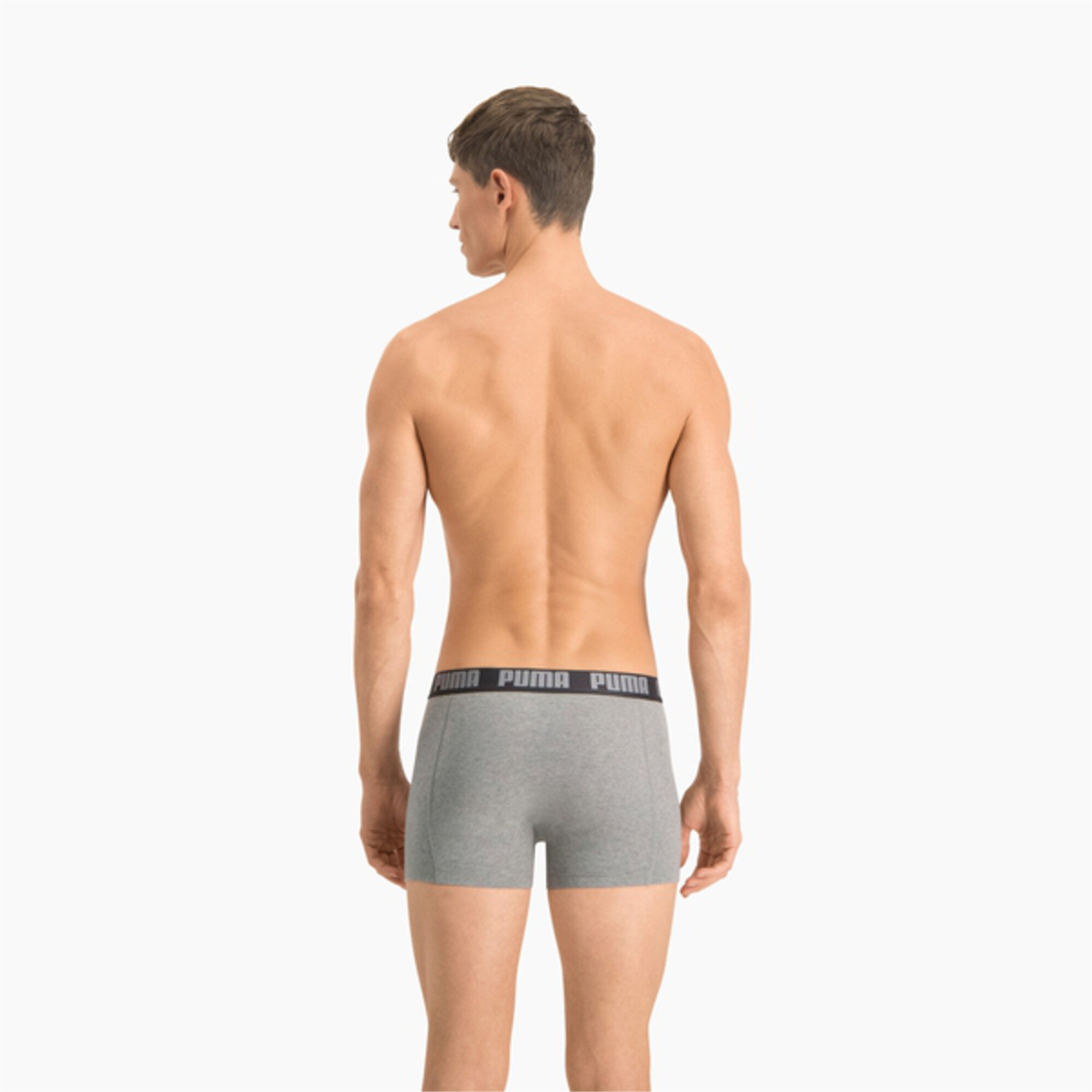 Men's PUMA Basic Boxers 2 Pack In Gray, Size Large