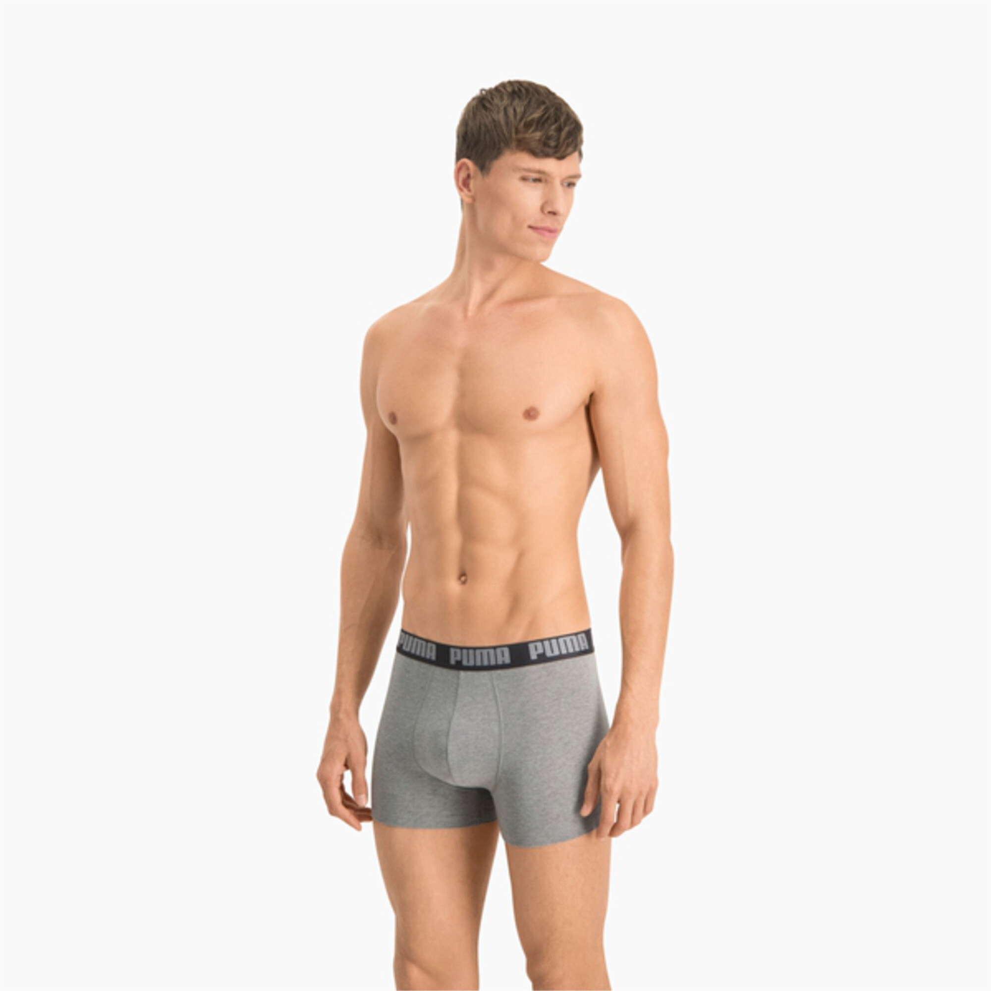 Men's PUMA Basic Boxers 2 Pack In Gray, Size Large