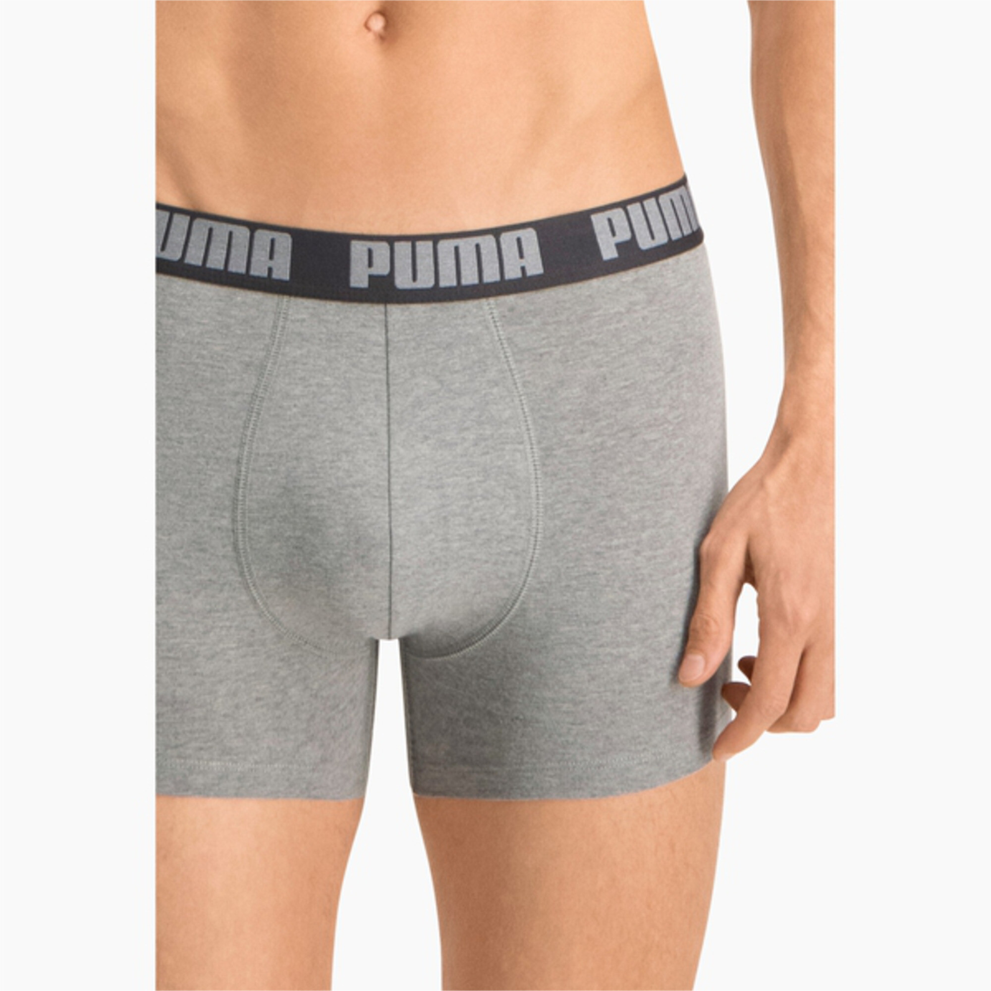 Men's PUMA Basic Boxers 2 Pack In Gray, Size Large