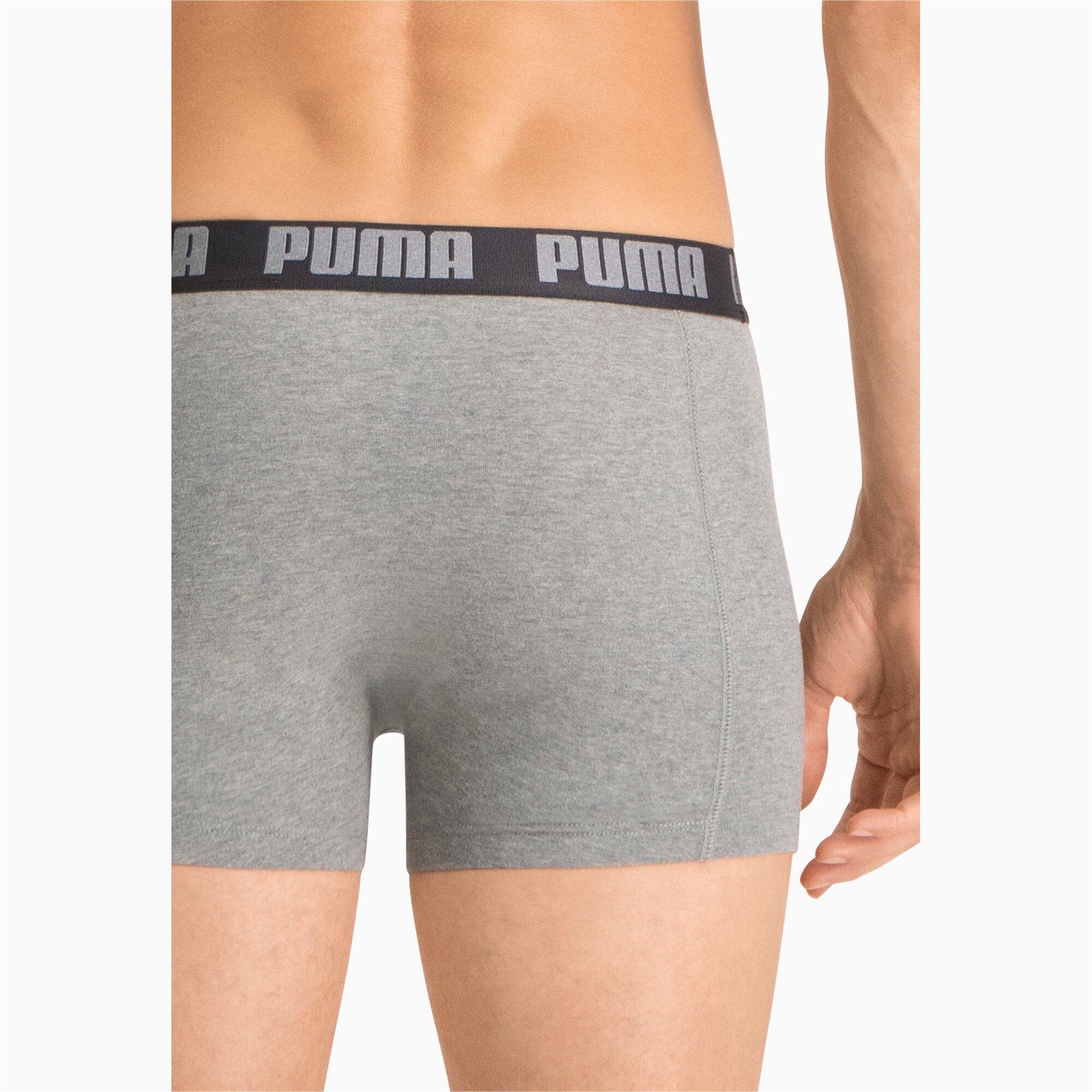 Men's PUMA Basic Boxers 2 Pack In Gray, Size Medium
