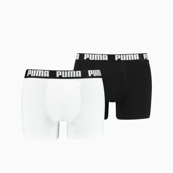 PUMA Basic Men's Boxers 2 Pack, white / black, large-ZAF