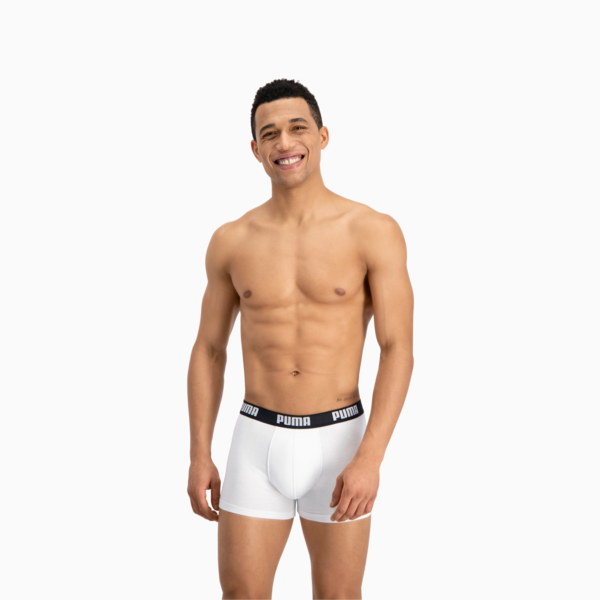 PUMA Basic Men's Boxers 2 Pack, white / black, large-ZAF