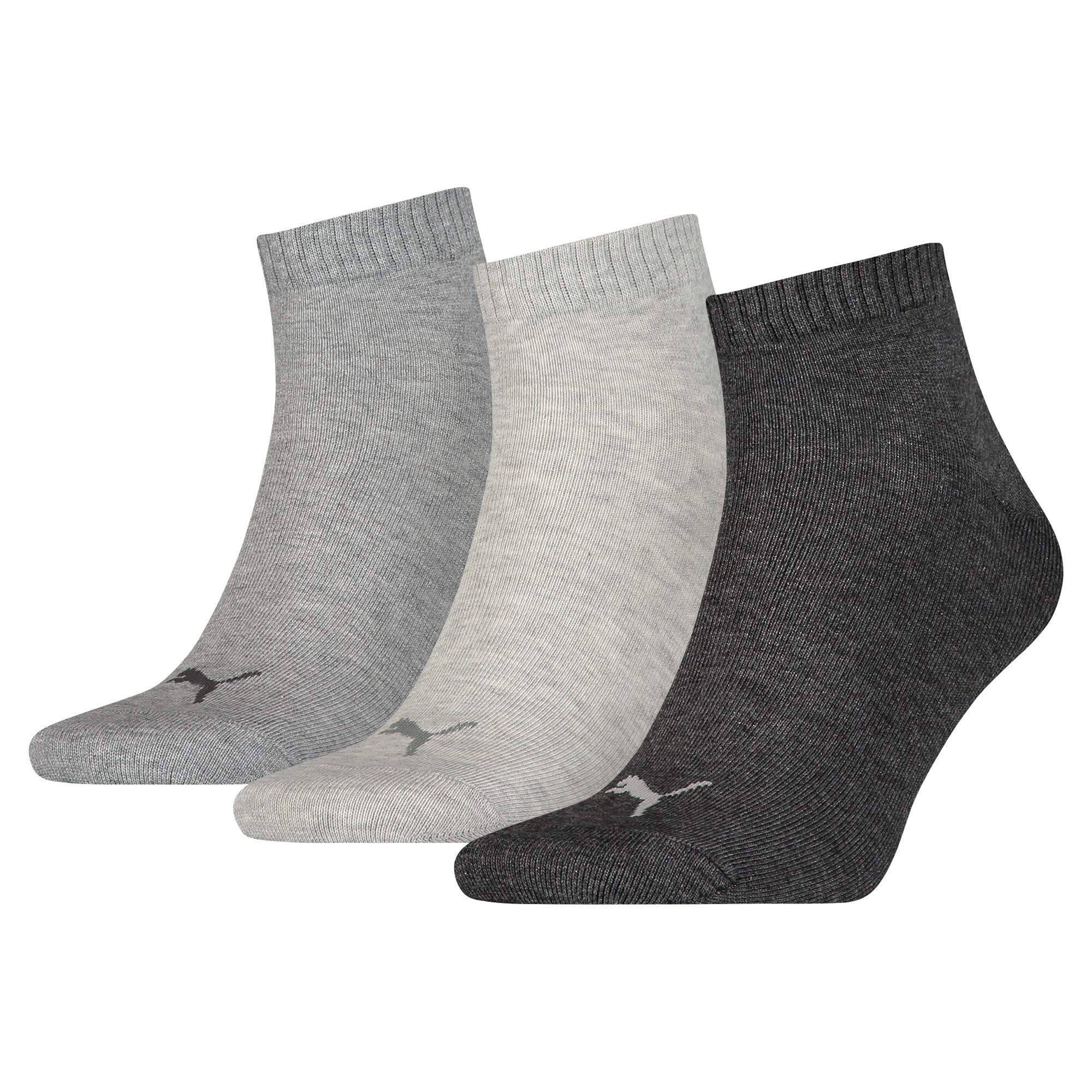 Licence Puma einfarbige Quarter-Socken 3er-Pack | Anthracite/Grey | Größe: 35-38