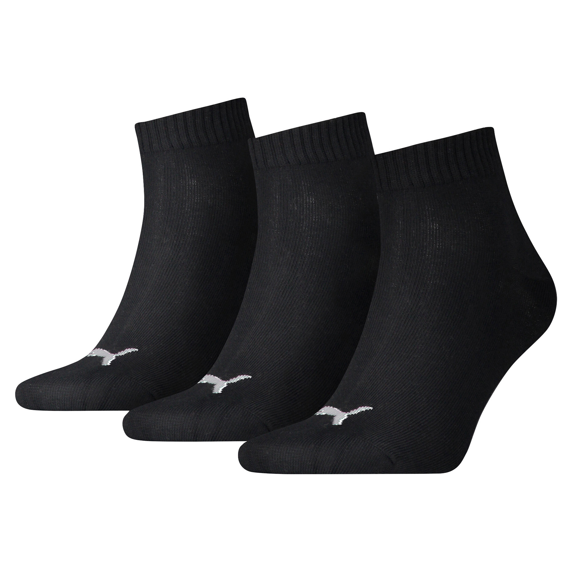 Licence Puma einfarbige Quarter-Socken 3er-Pack | Black | Größe: 47-49