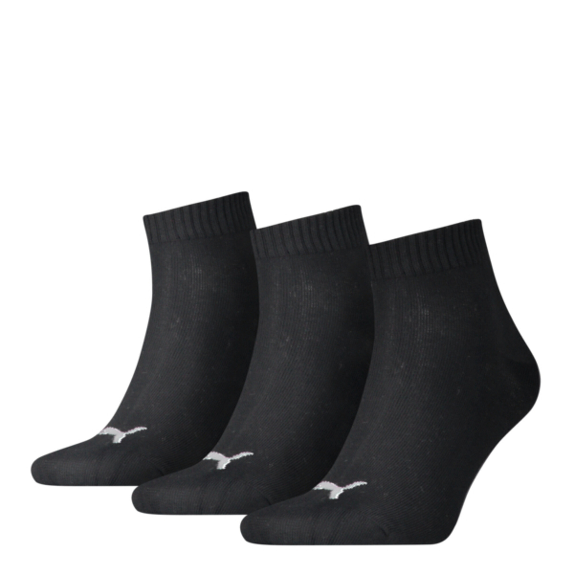 Unisex PUMA Quarter Plain Socks 3 Pack In 10 - Black, Size 47-49