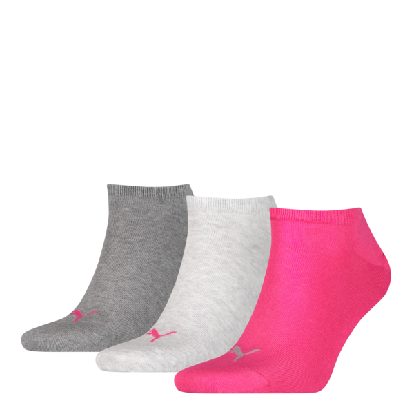 Socks, Pack with 3 pairs, middle grey melange / pink, large-MEX