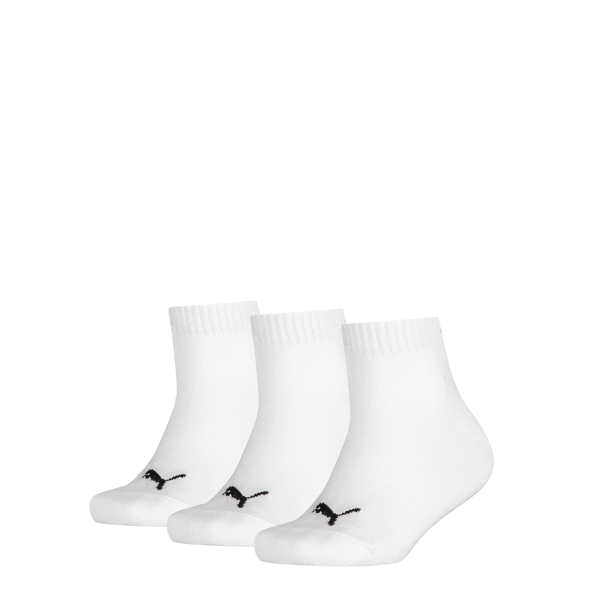 Puma Kids' Quarter Socks 3 Pack, White, Size 31-34, Kids