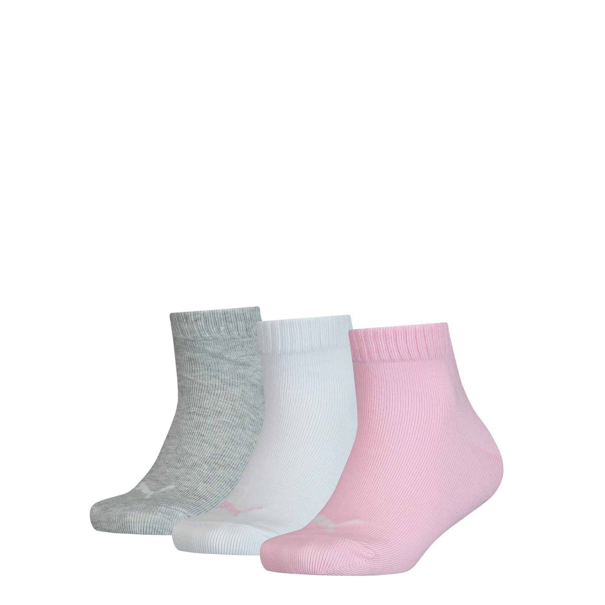 Kids' PUMA Quarter Socks 3 Pack In 70 - Pink, Size 23-26