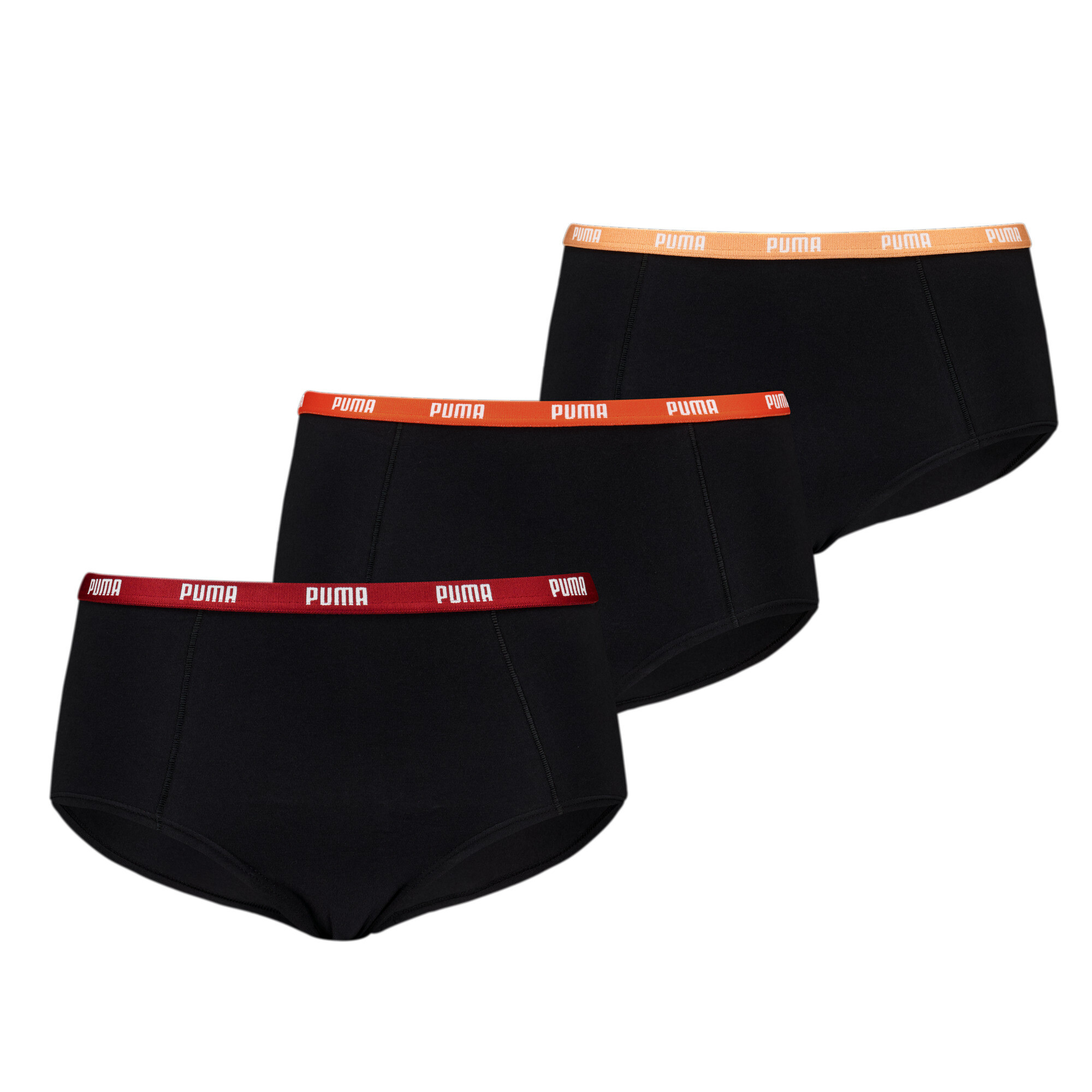 Licence Puma Damen Panties Unterwäsche 3er-Pack | Black/Red | Größe: 1