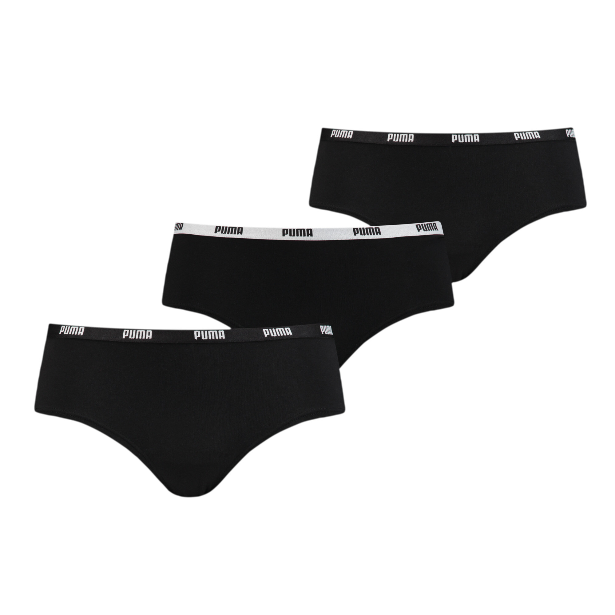 Women's Puma Hipster's Underwear 3 Pack, Black, Clothing