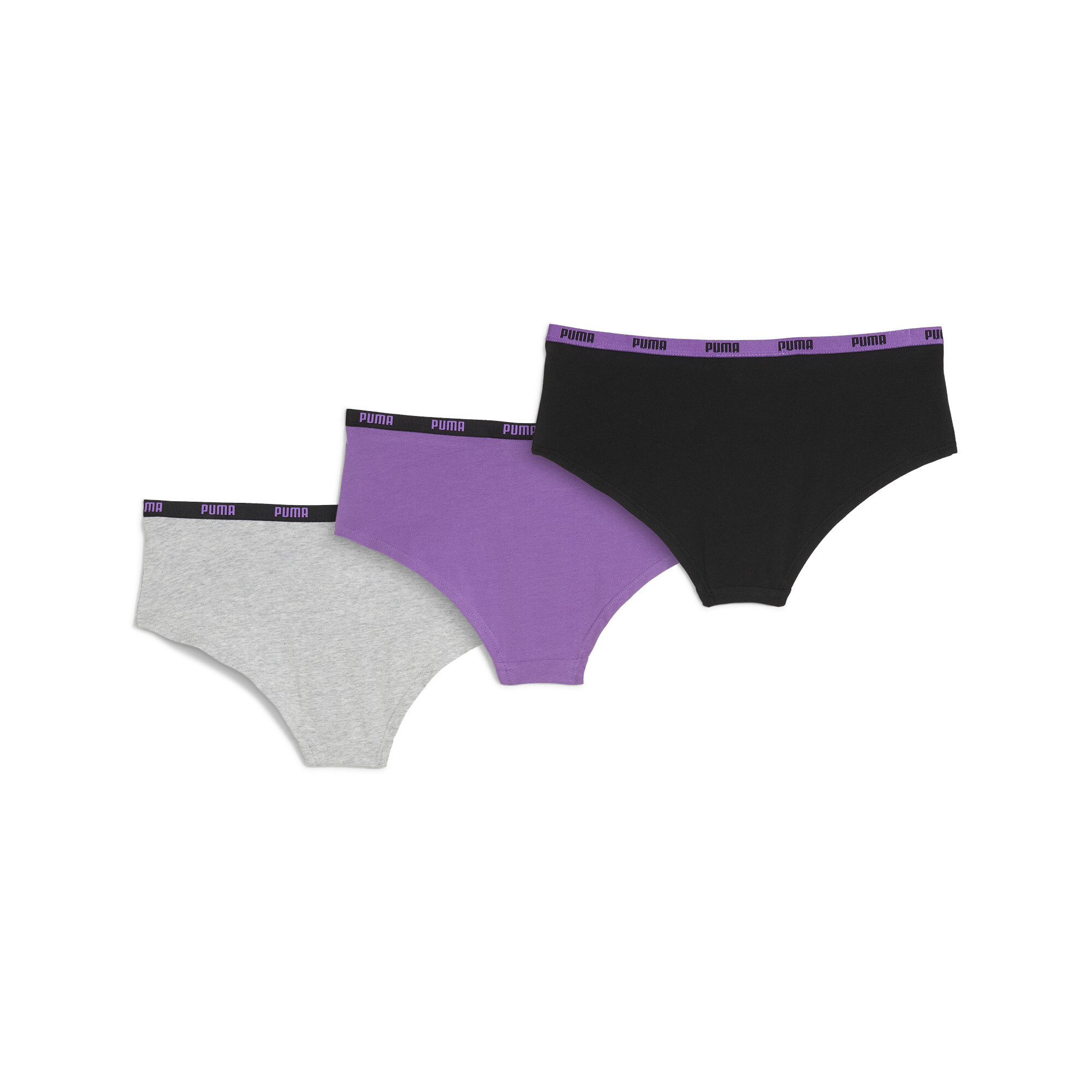 Women's Puma Hipster's Underwear 3 Pack, Purple, Size 5, Clothing