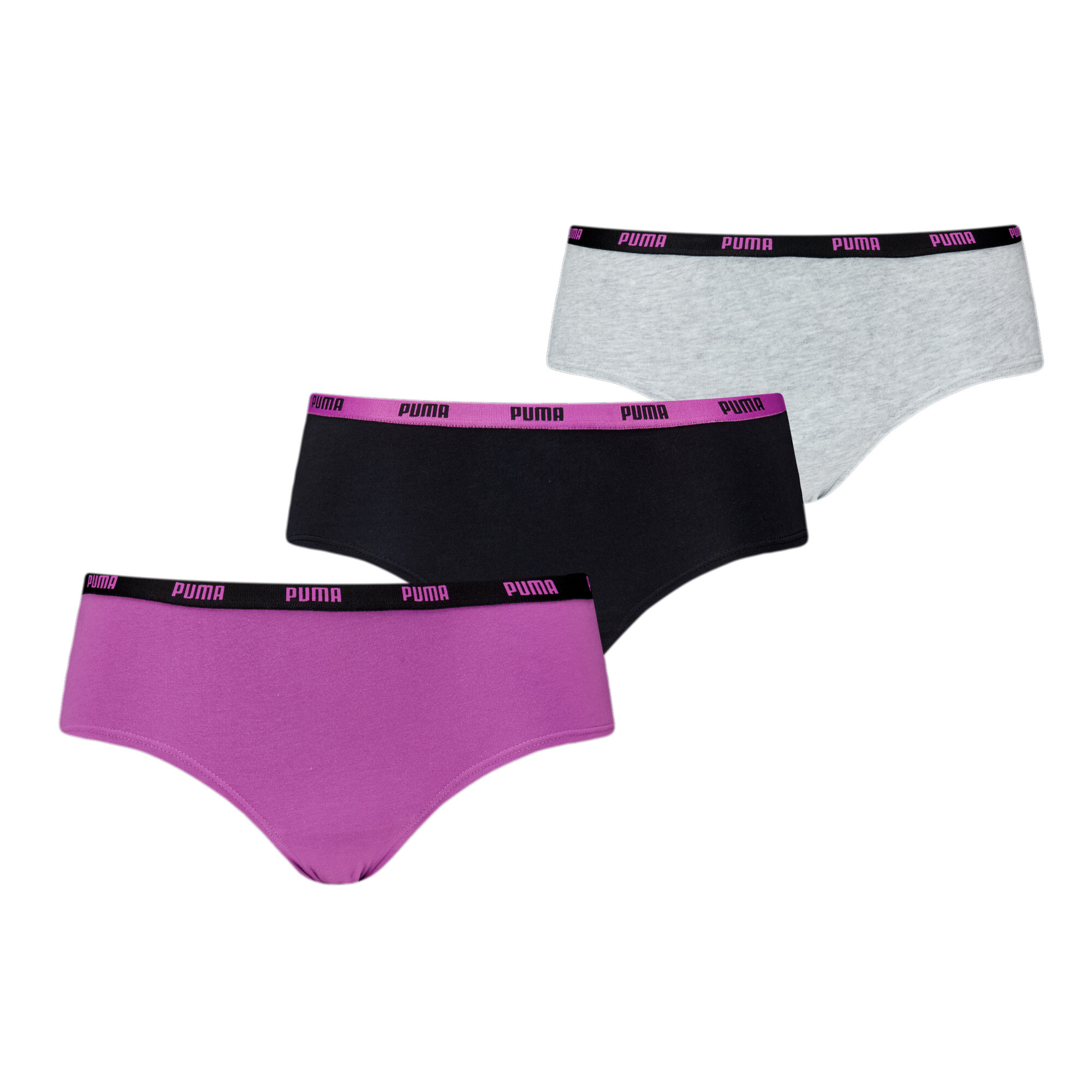 Women's Puma Hipster's Underwear 3 Pack, Purple, Size 5, Clothing