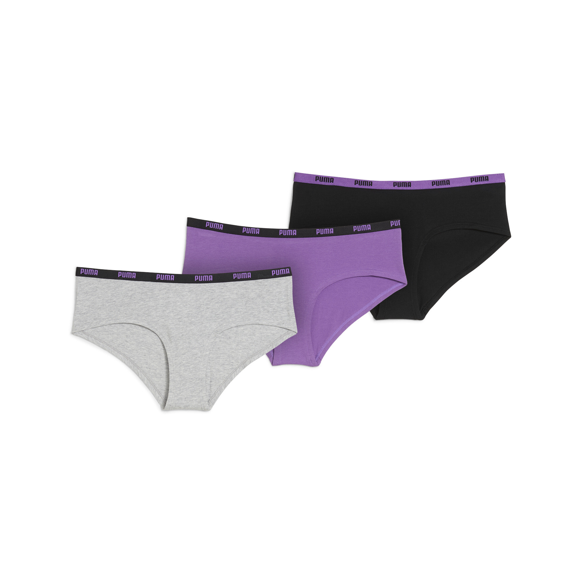 Women's Puma Hipster's Underwear 3 Pack, Purple, Size 1, Clothing