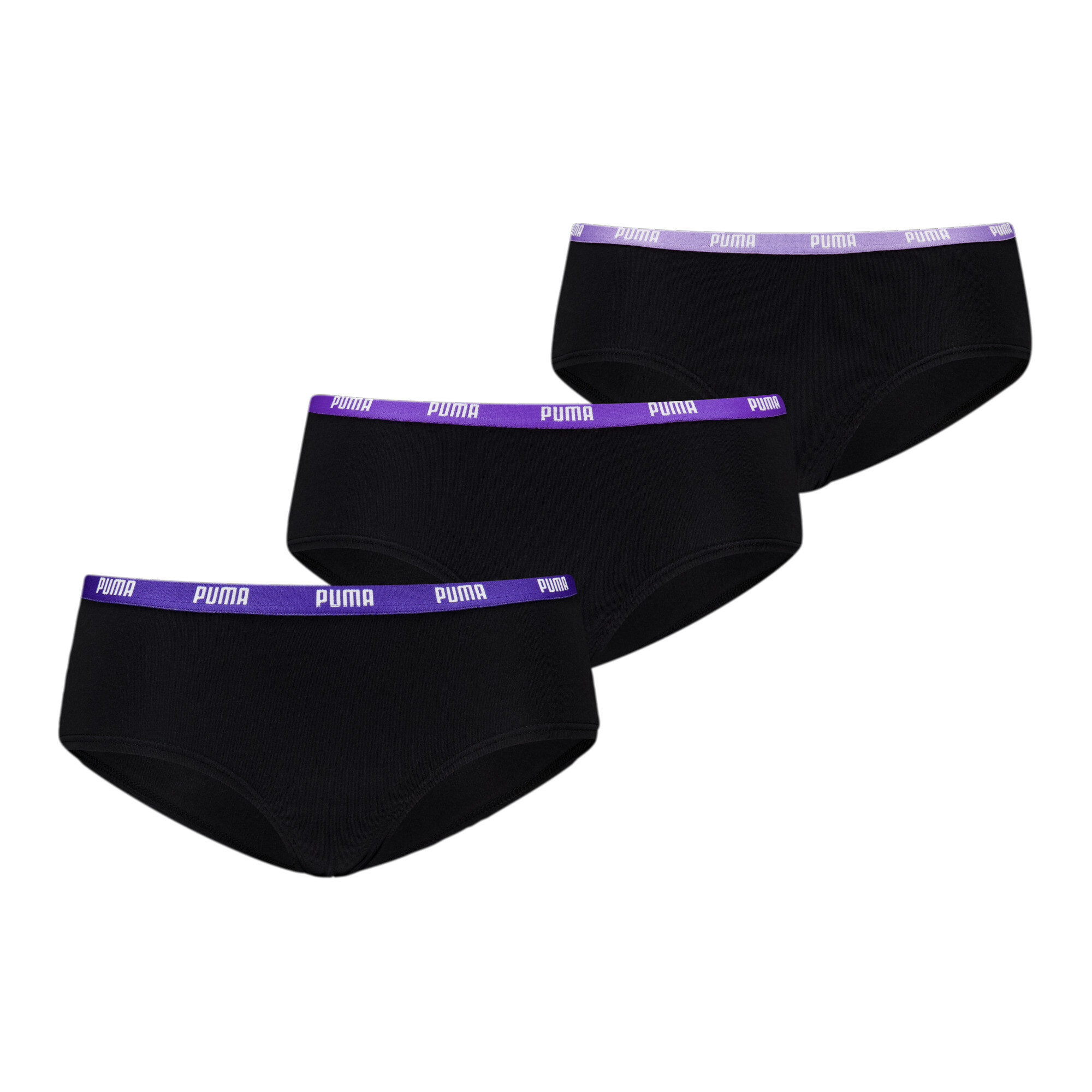 Licence Puma Hipster Damenunterwäsche 3er-Pack | Black/Purple | Größe: 1