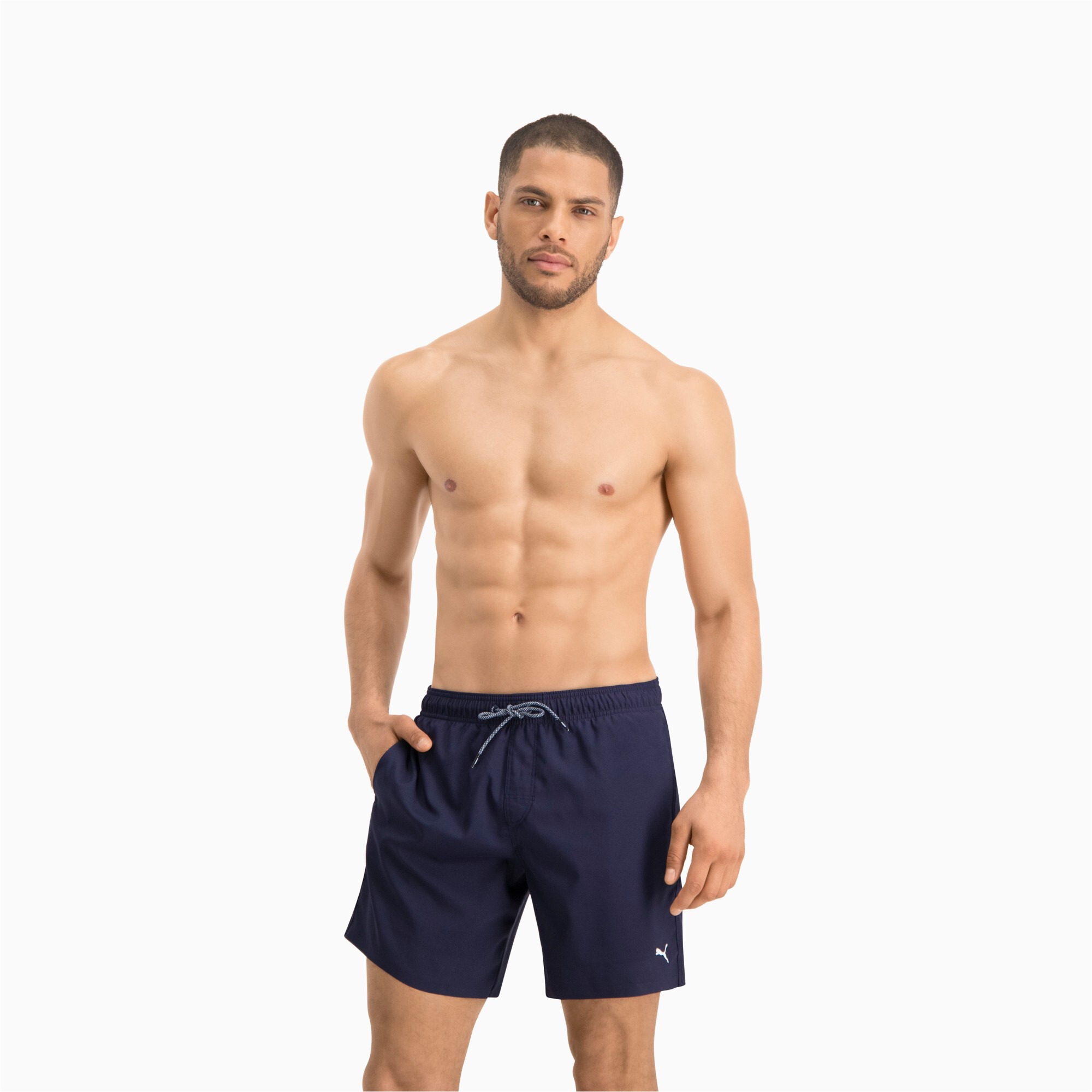Men's PUMA Swim Mid-Length Swimming Shorts In 80 - Blue, Size Medium