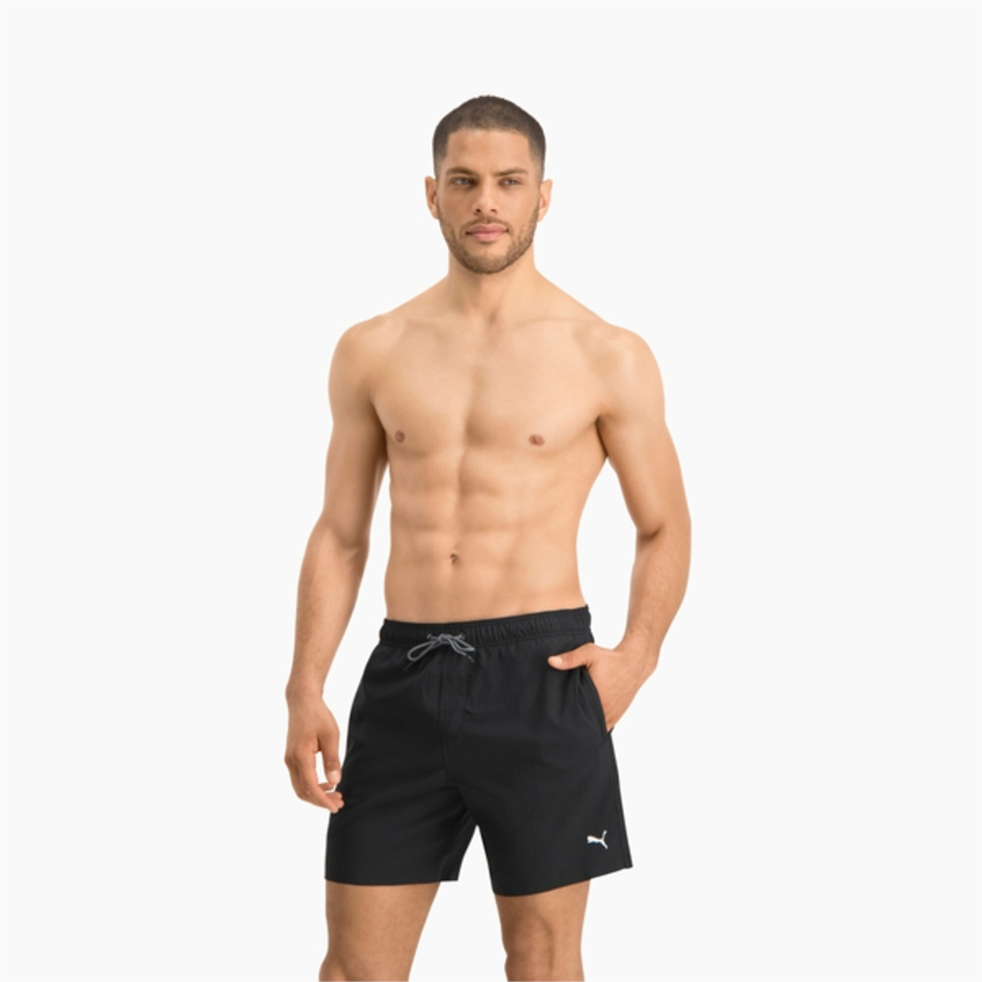 Men's PUMA Swim Mid-Length Swimming Shorts In 10 - Black, Size Medium