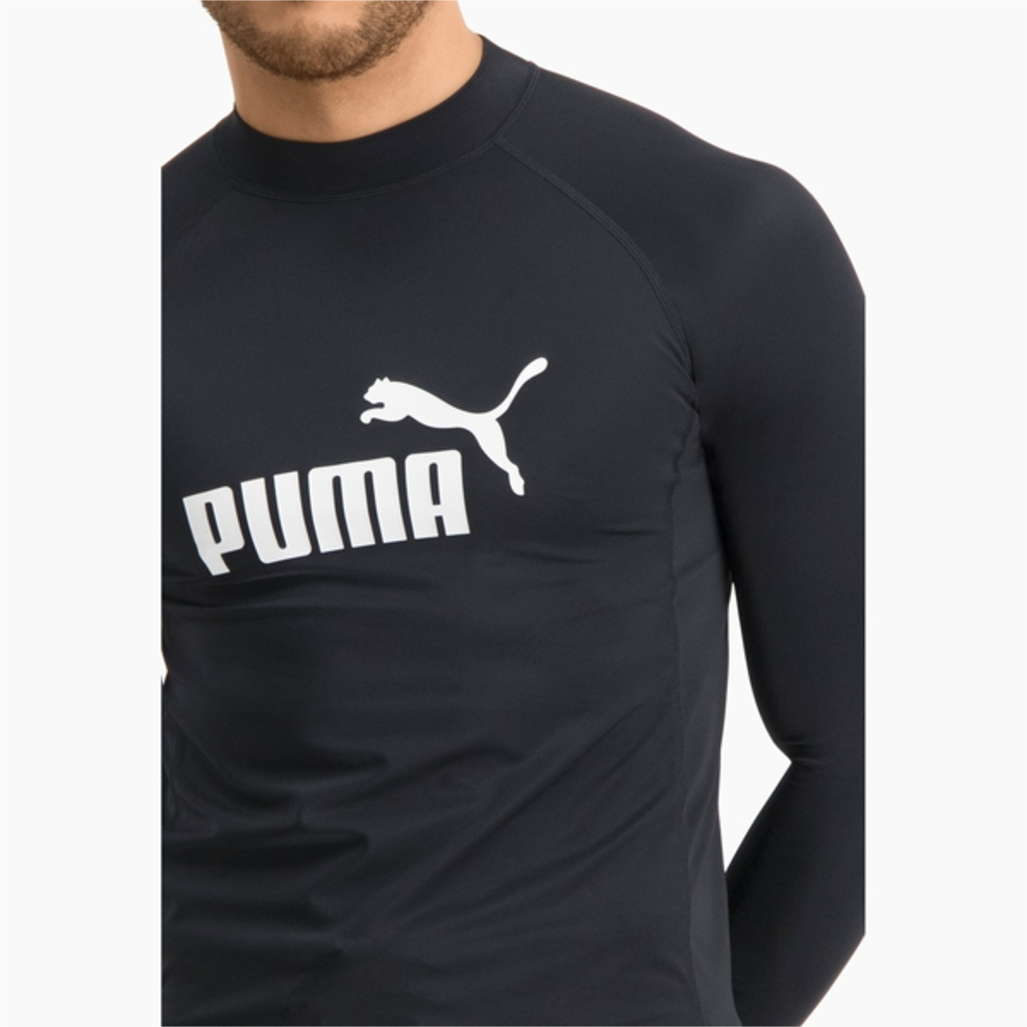 بلوزة سباحة واقية من الطفح الجلدي للرجال بأكمام طويلة PUMA Swim اسود