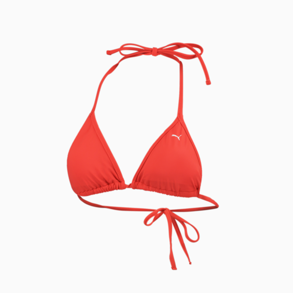 PUMA Swim Women's Triangle Bikini Top, red, large-MEX