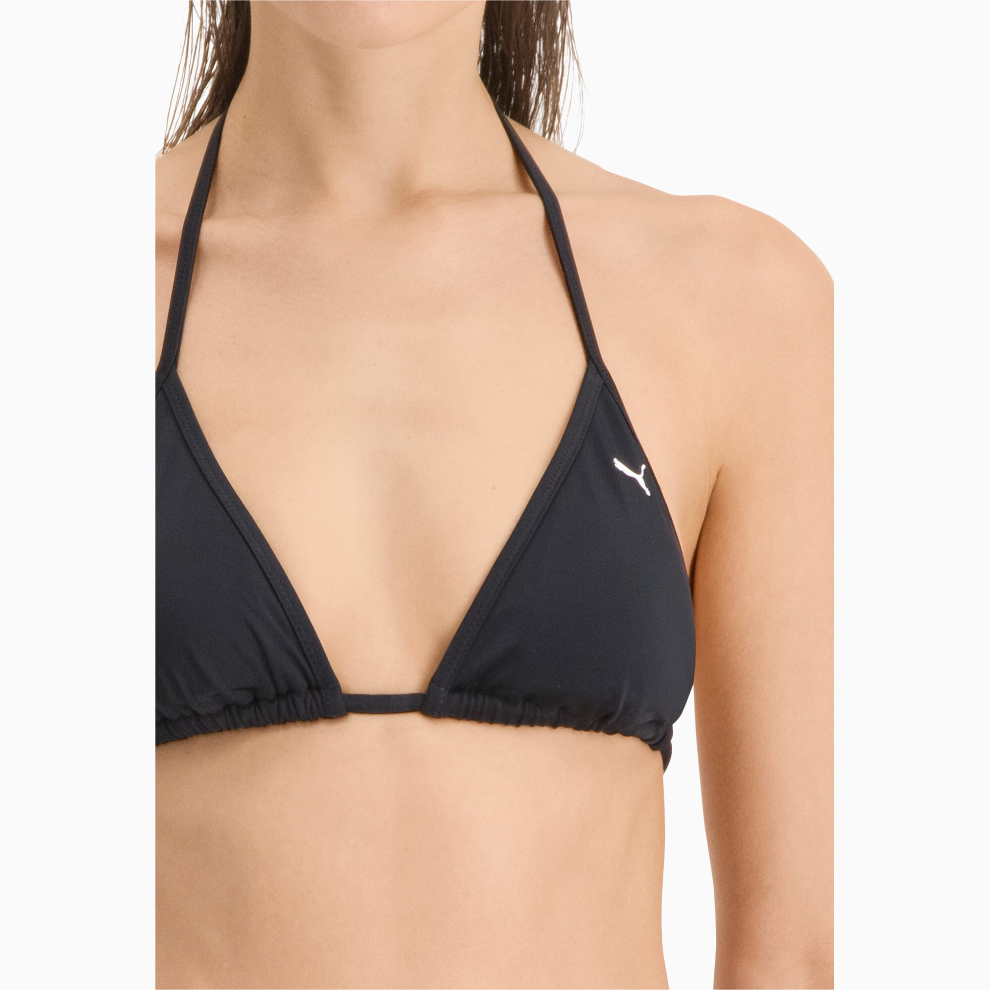 Women's PUMA Swim Triangle Bikini Top In Black, Size XL