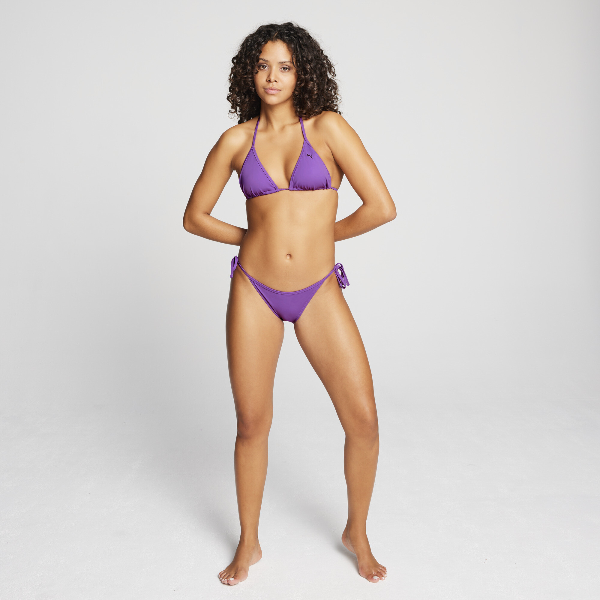 Women's Puma Swim's Triangle Bikini Top, Purple, Size XL, Clothing