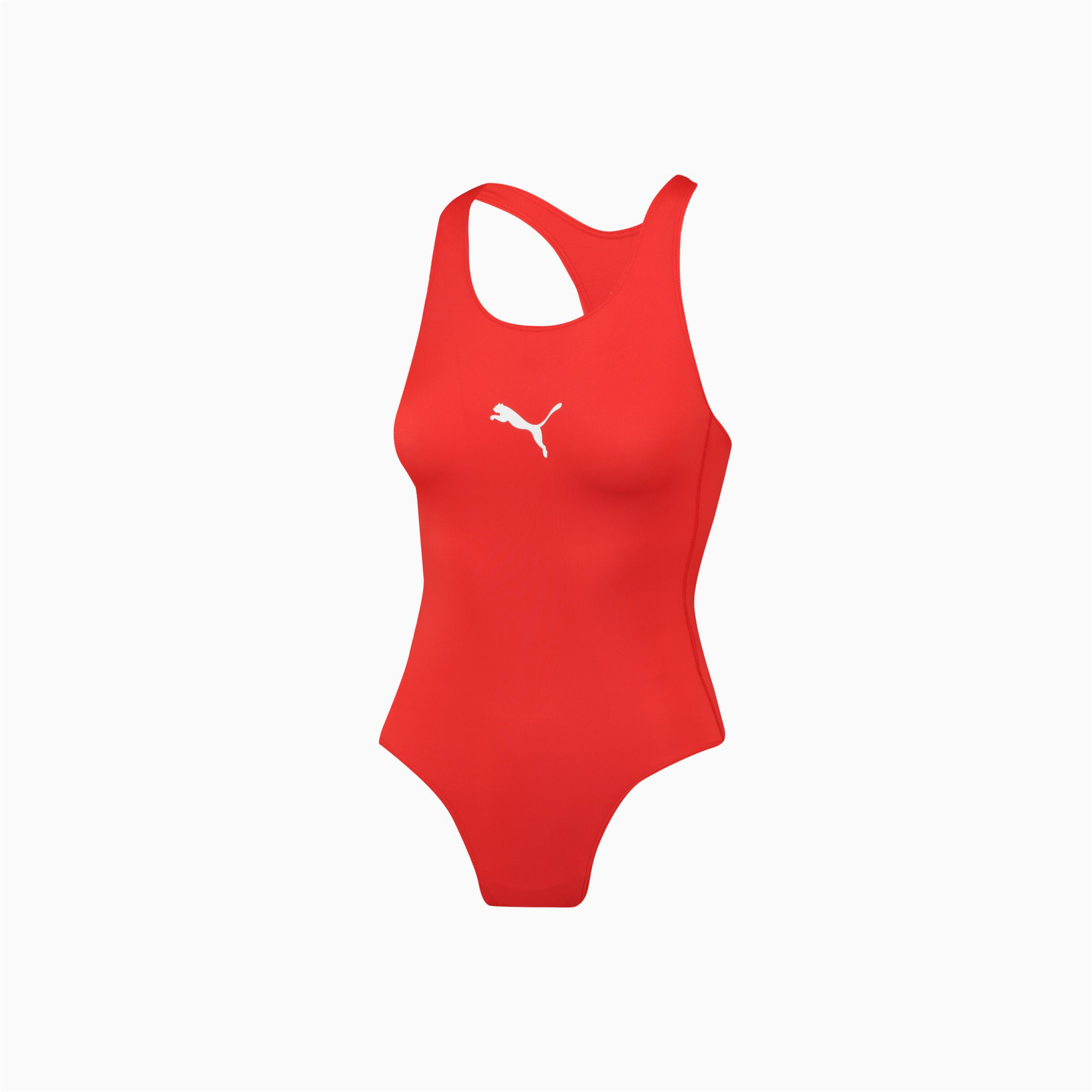 Women's PUMA Swim Racerback Swimsuit In 120 - Red, Size XS