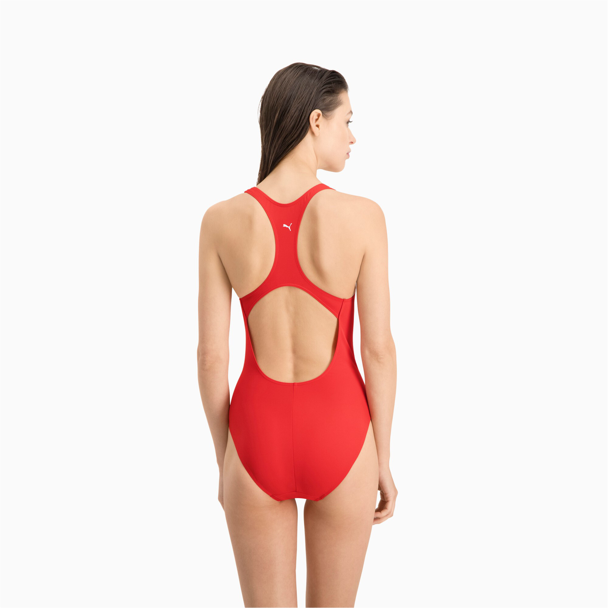 Women's PUMA Swim Racerback Swimsuit In 120 - Red, Size Large