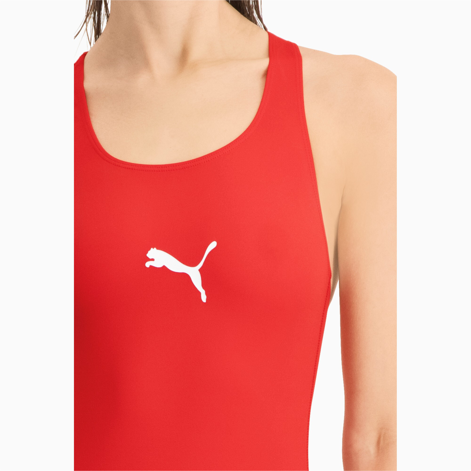 Women's PUMA Swim Racerback Swimsuit In Red, Size Small