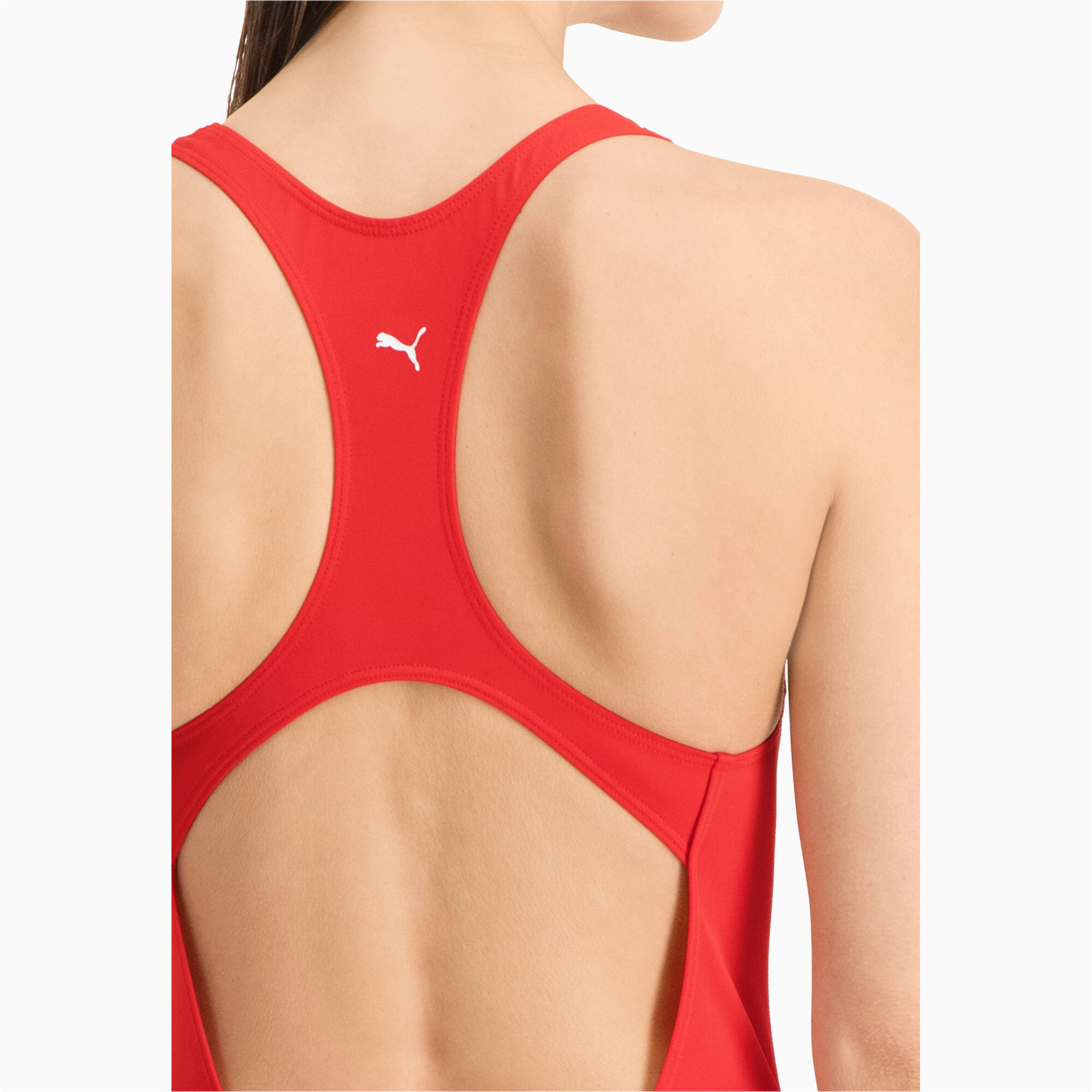 Women's PUMA Swim Racerback Swimsuit In 120 - Red, Size XS