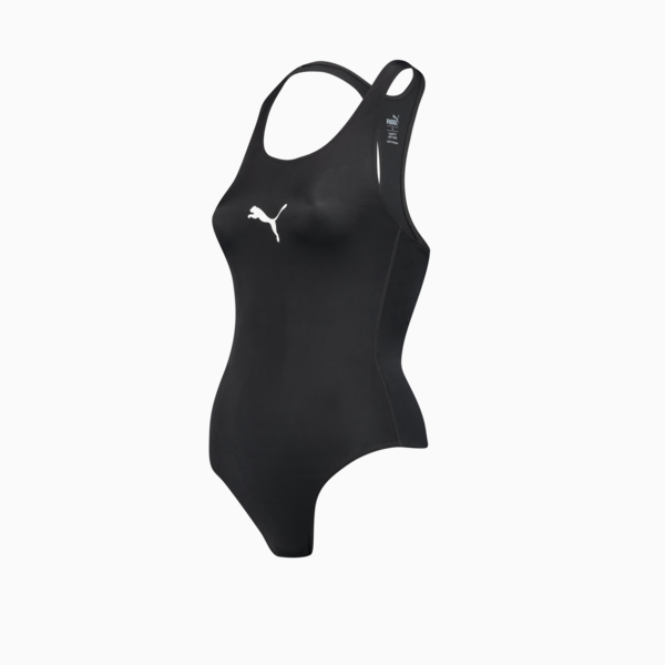 PUMA Swim Women's Racerback Swimsuit, black, large-ZAF