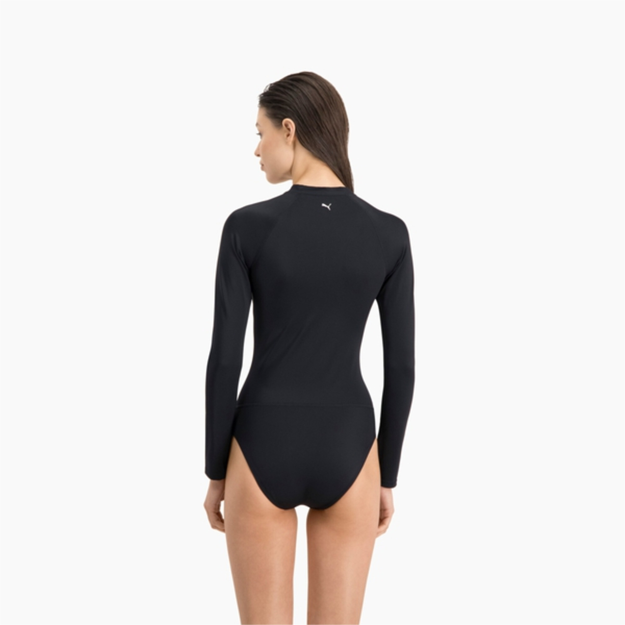 Women's PUMA Swim Long Sleeve Surf Suit In 10 - Black, Size Small