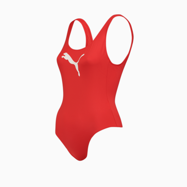 PUMA Swim Women's 1 Piece Swimsuit, red, large-MEX