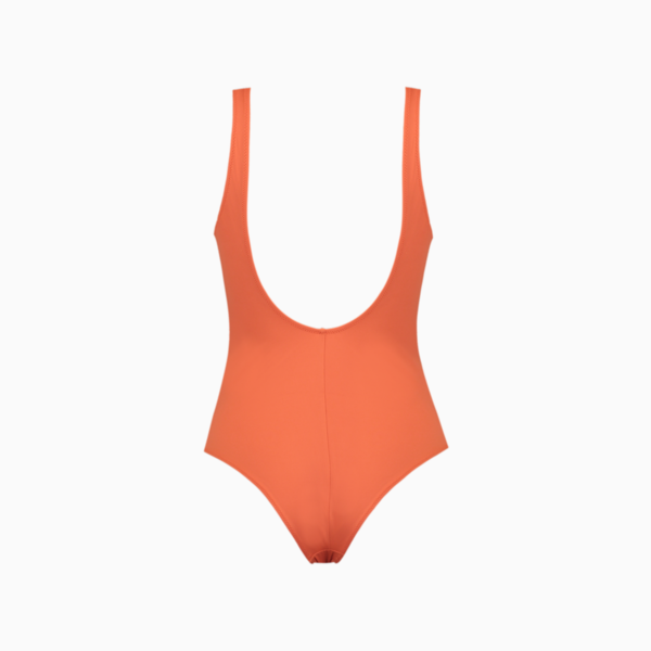 PUMA Swim Women's 1 Piece Swimsuit, brown, large-MEX