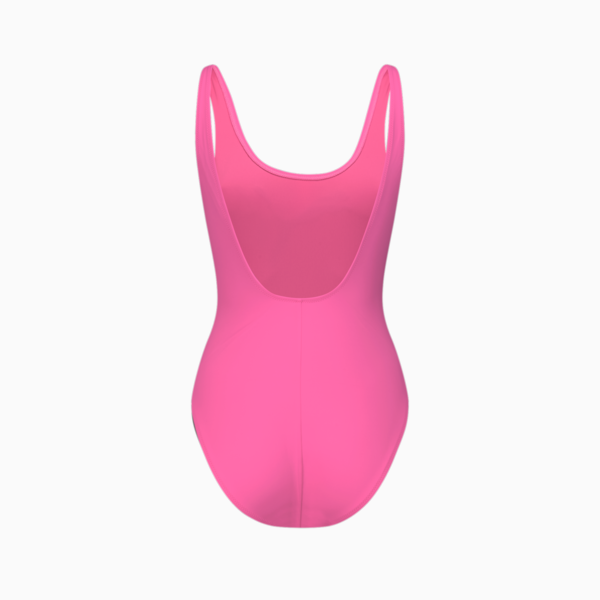 PUMA Swim Women's 1 Piece Swimsuit, fluo pink, large-MEX