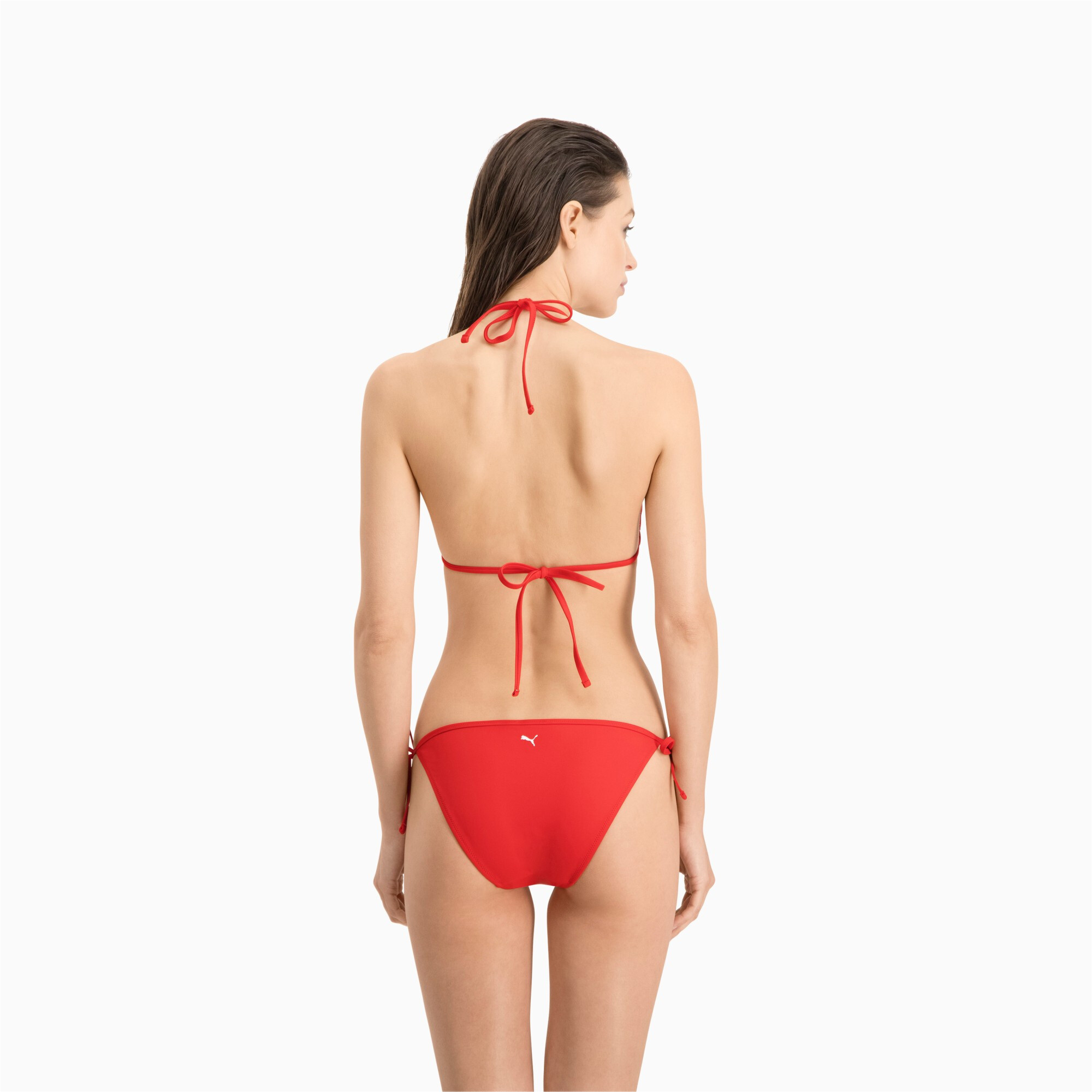 Women's Puma Swim's Bikini Bottoms Side Tie, Red, Size M, Clothing