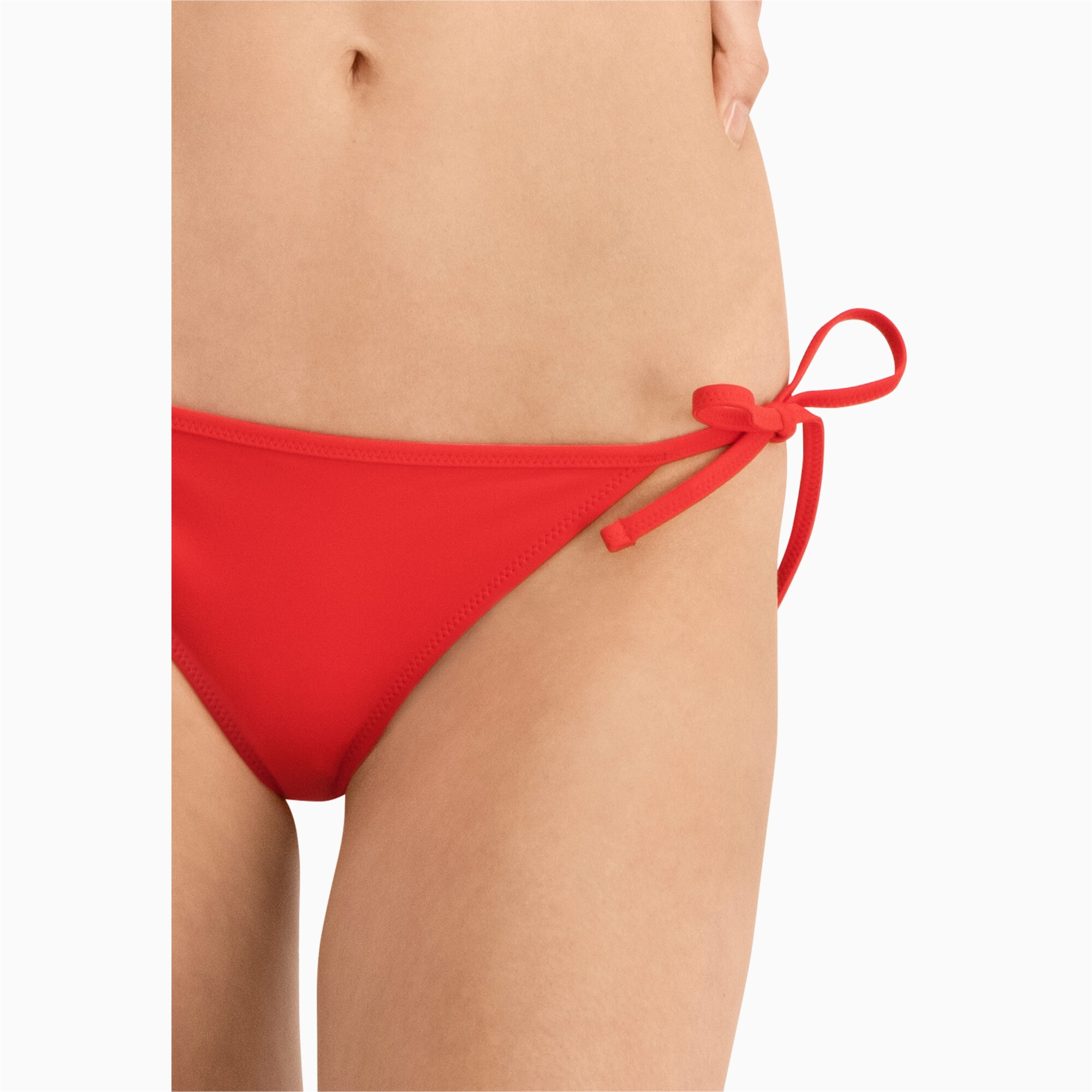 Women's Puma Swim's Bikini Bottoms Side Tie, Red, Size M, Clothing