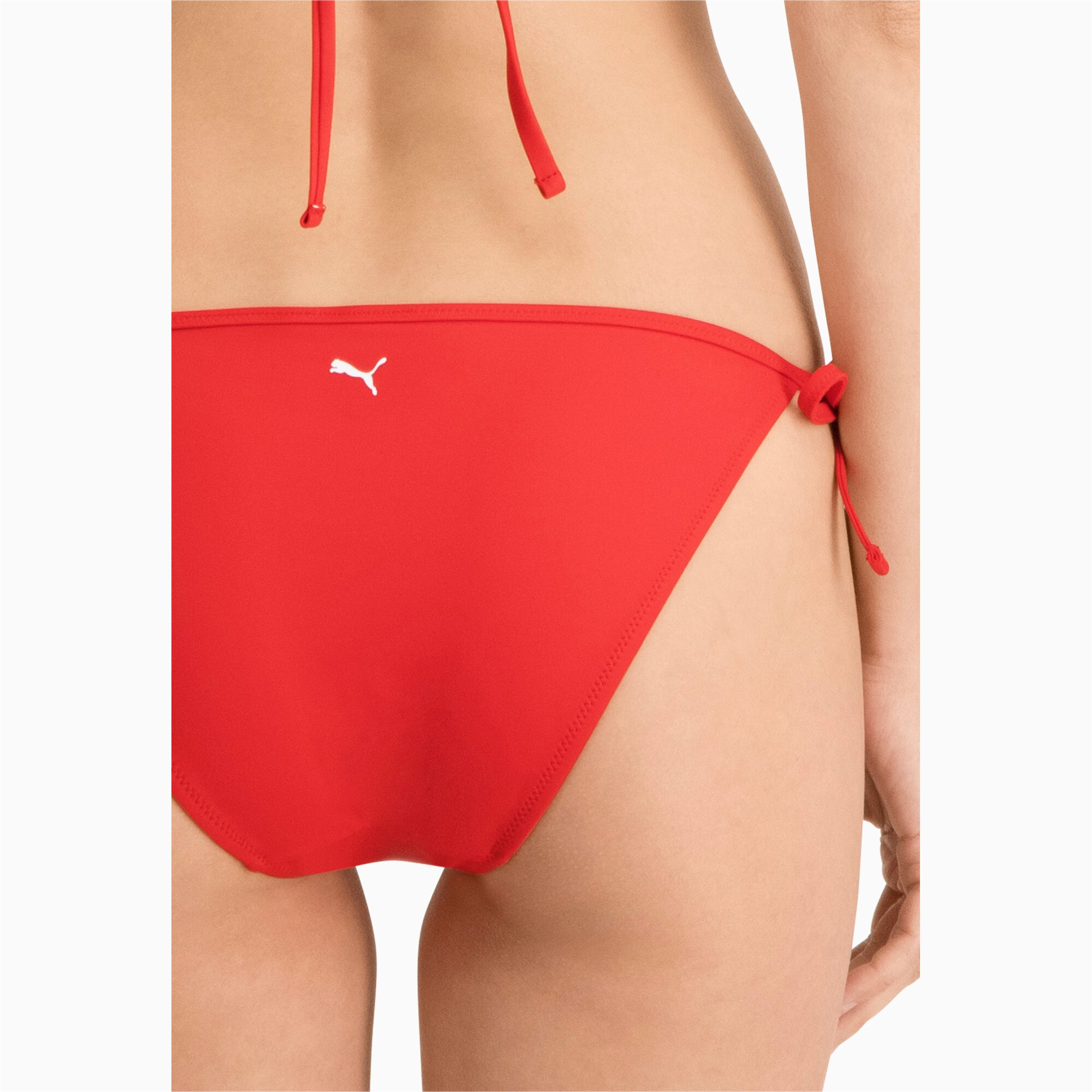 Women's Puma Swim's Bikini Bottoms Side Tie, Red, Size M, Clothing