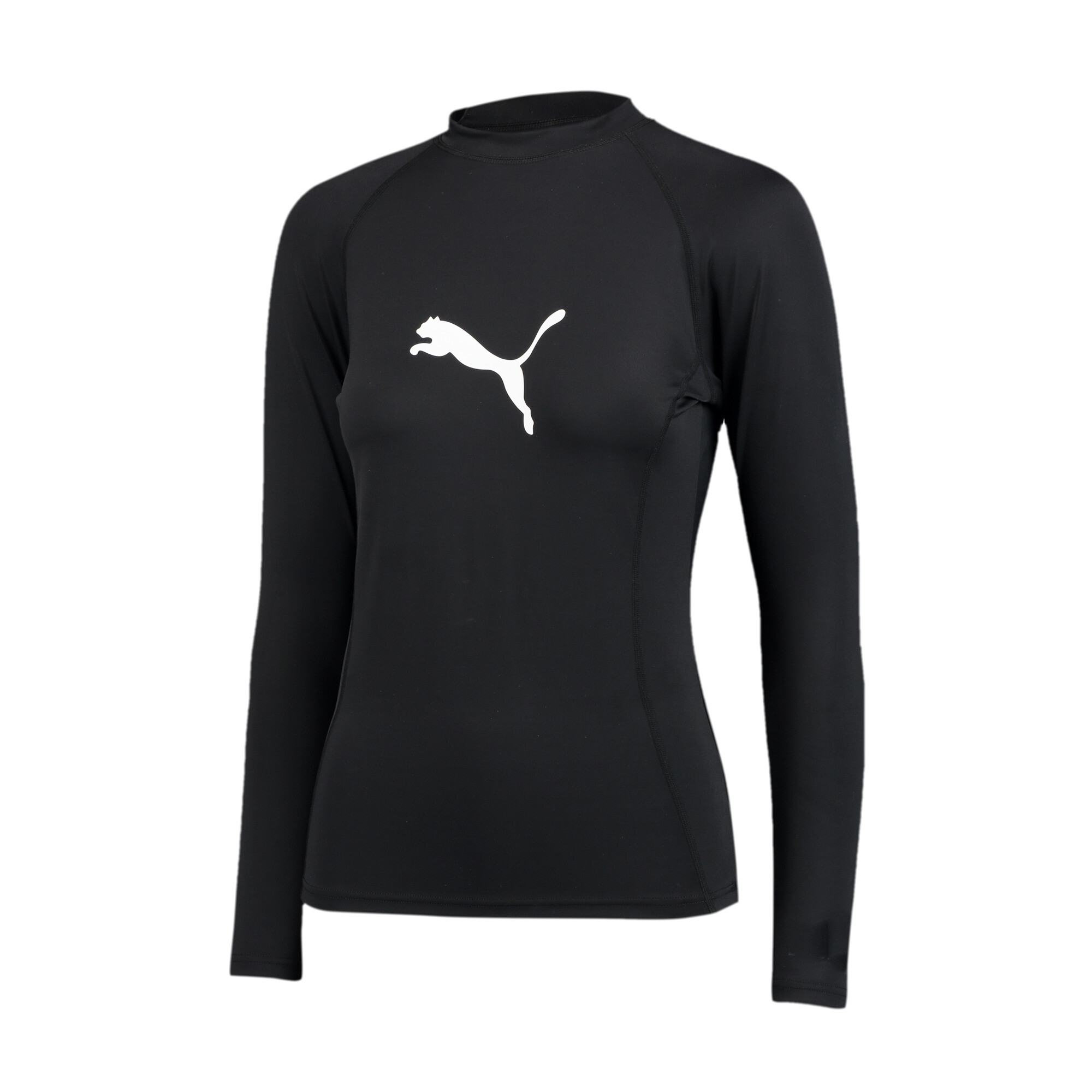 Women's Puma Swim's Long Sleeve Rash Guard, Black, Size L, Women