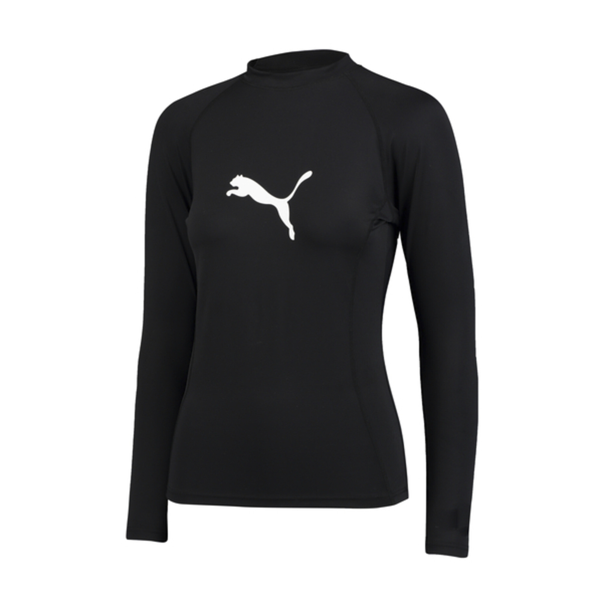 Women's PUMA Swim Long Sleeve Rash Guard In 10 - Black, Size XS