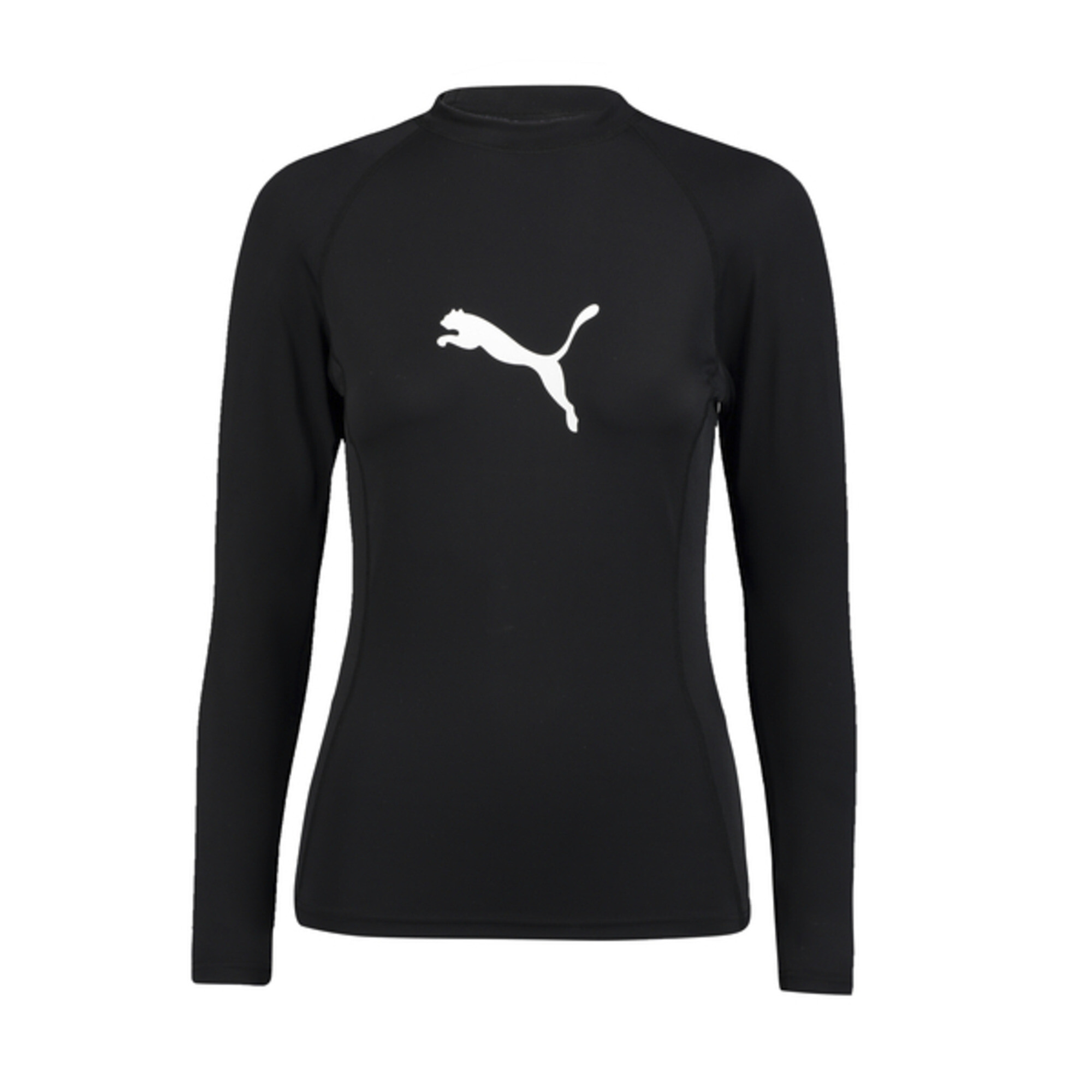 Women's PUMA Swim Long Sleeve Rash Guard In 10 - Black, Size Small